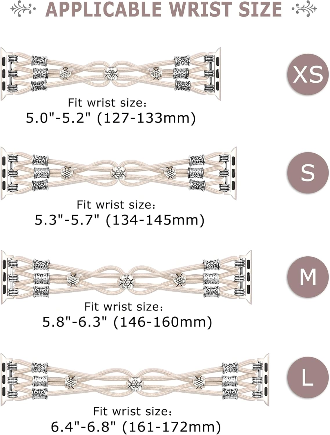 TOYOUTHS – Pulsera compatible con Apple Watch Band de 1.614 pulgadas, 1.575 pulgadas, 1.496 pulgadas, para mujer, estilo bohemio, occidental,