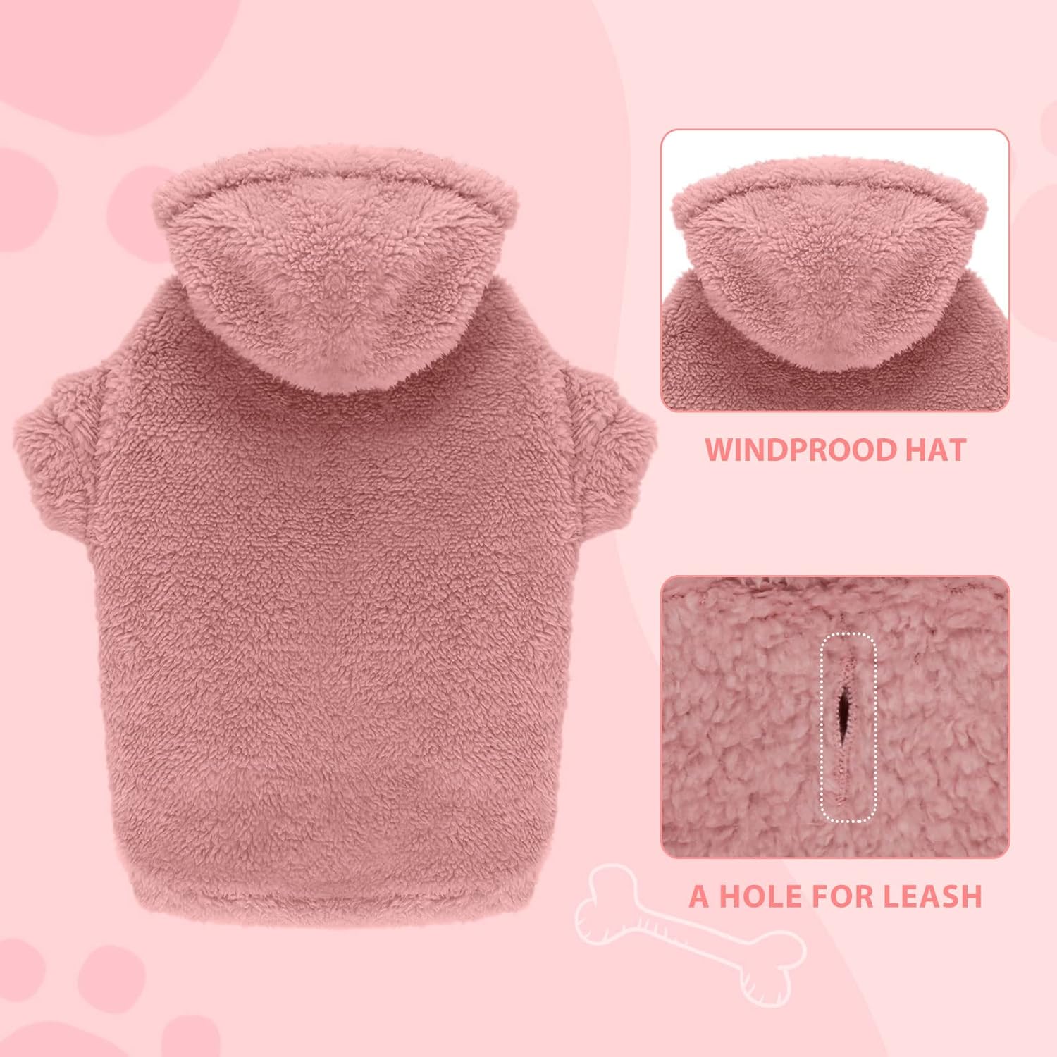 Sudadera con capucha para perro, ropa para perro, ropa para perro, abrigos, suaves, acogedores, sudadera con capucha de forro polar para perros