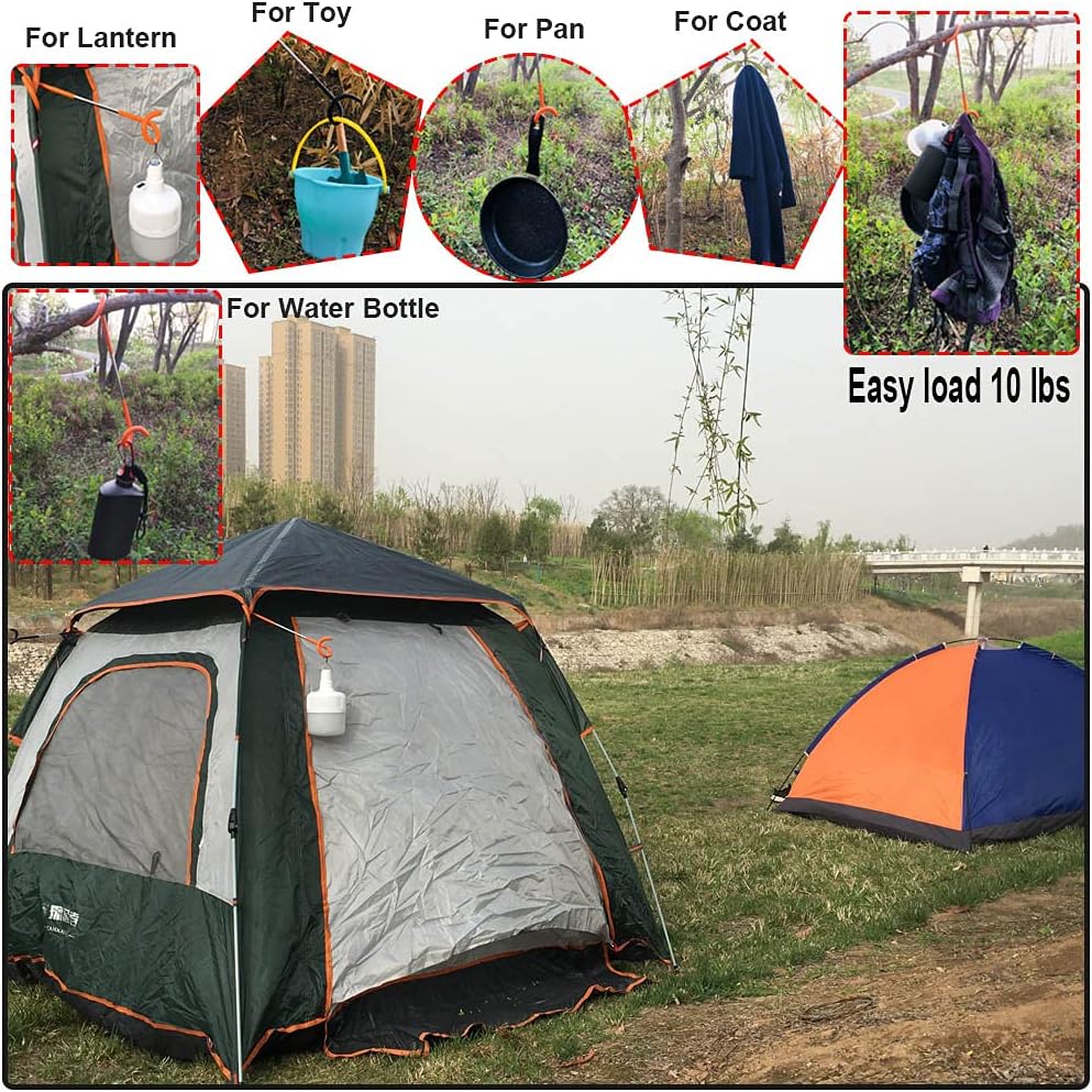 Gancho para linterna de camping, luz de tienda de campaña, colgador de lámpara al aire libre, antideslizante, para camping, senderismo, 2 unidades