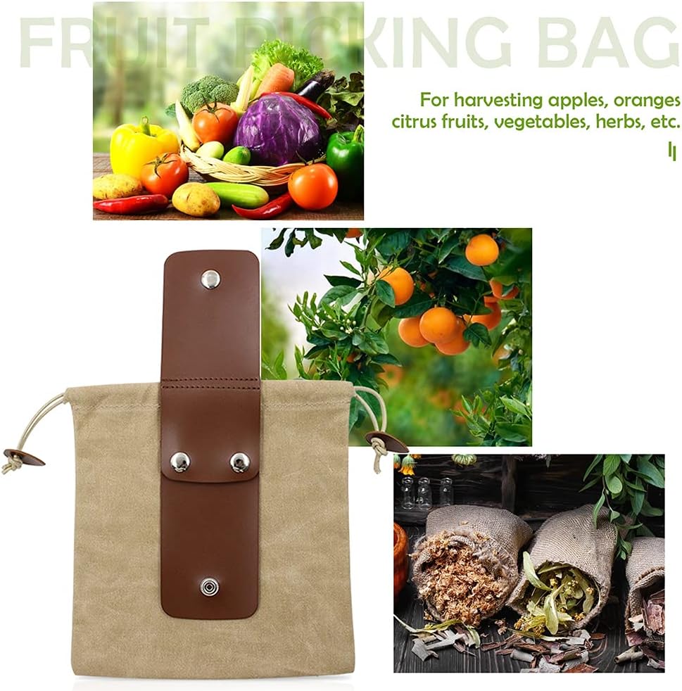 ASENIE Bolsa de forrajeo de lona encerada plegable para acampar al aire libre, bolsa de forrajeo para almacenamiento de hongos, de cuero, resistente