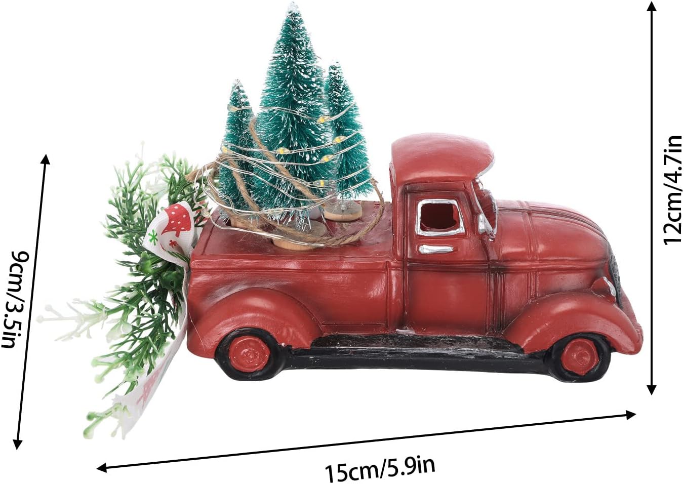 Adorno vintage de Navidad rojo para camioneta brillante de árbol de Navidad, decoración de manualidades rústicas rojas para fiesta en el hogar