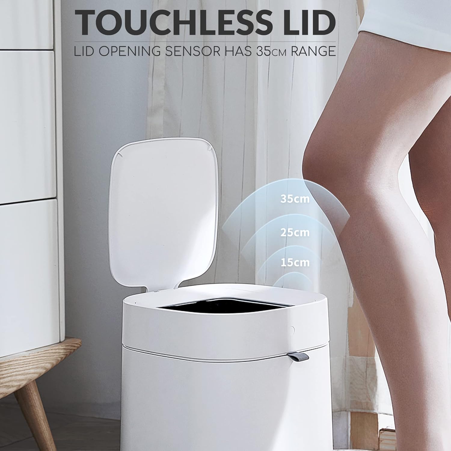 TOWNEW T Air X White – Cubo de basura inteligente de 3.5 galones, cubo para pañales, autosellado, activado por movimiento, recargable, pequeño