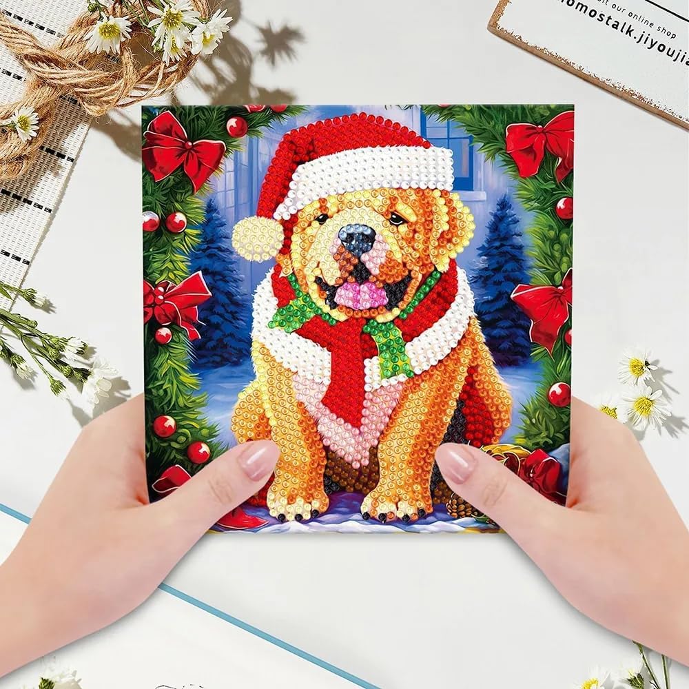 Treat Me Tarjetas de Navidad de arte de diamantes con pintura de diamantes tridimensionales para regalo (paquete de 8)