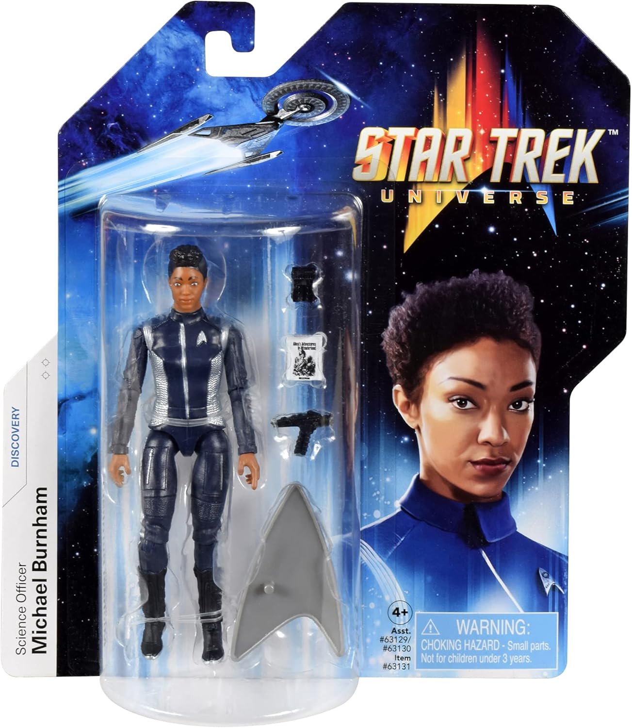 Star Trek Playmates Toys Universe Figura de acción de Michael Burnham Discovery de oficial científico de 5 pulgadas con accesorios, multicolor