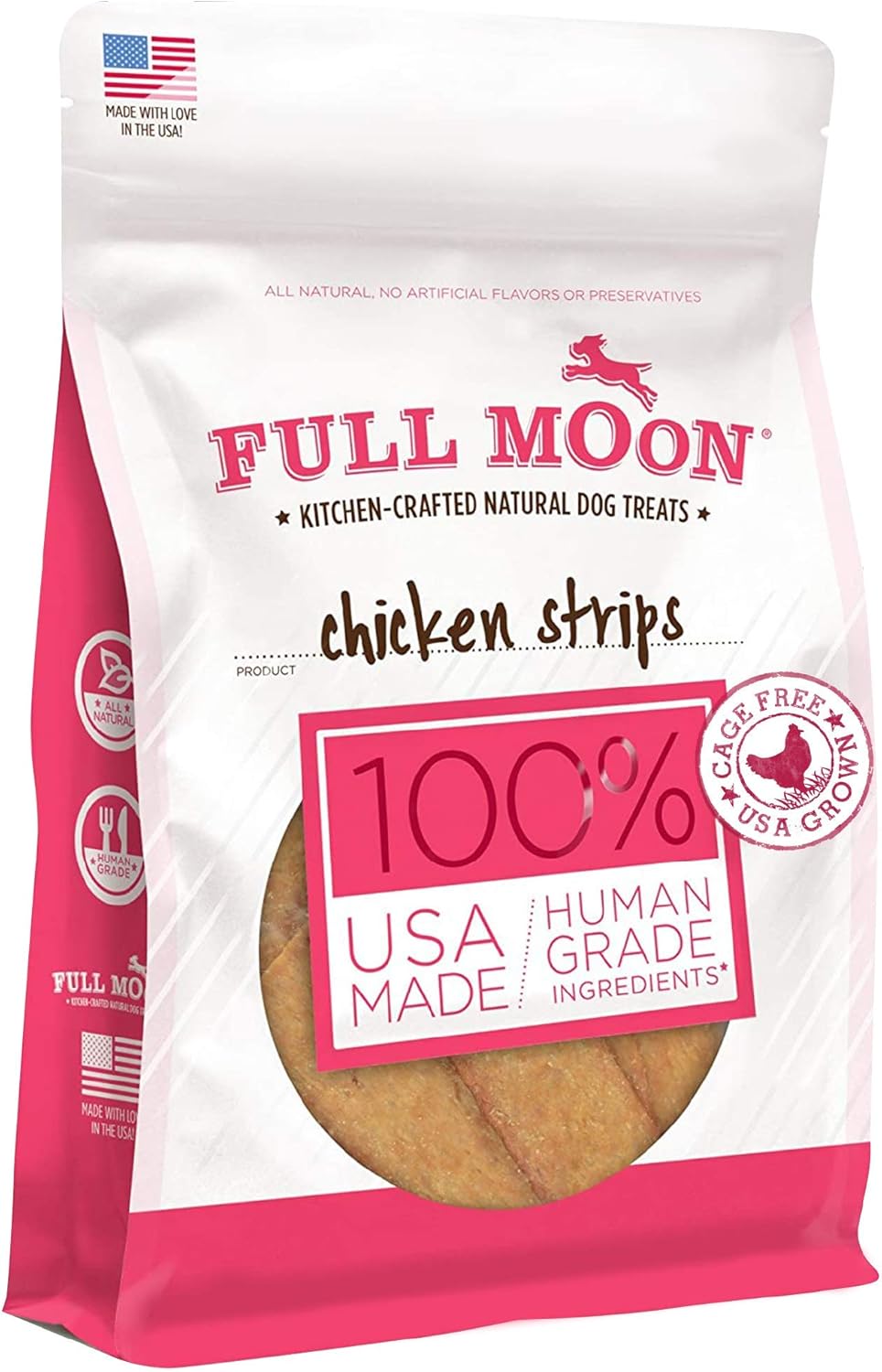 Luna Llena todos los Dog Treats Grado humanos, tiras de pollo, 6onzas por Full Moon naturales