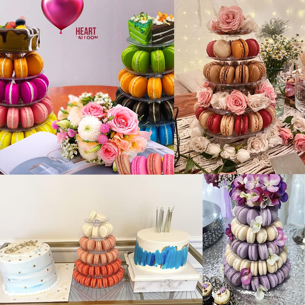 Soporte redondo de 6 niveles para tartas, torre de macarrón, soporte de exhibición de postres de cupcakes de plástico, bandeja para servir