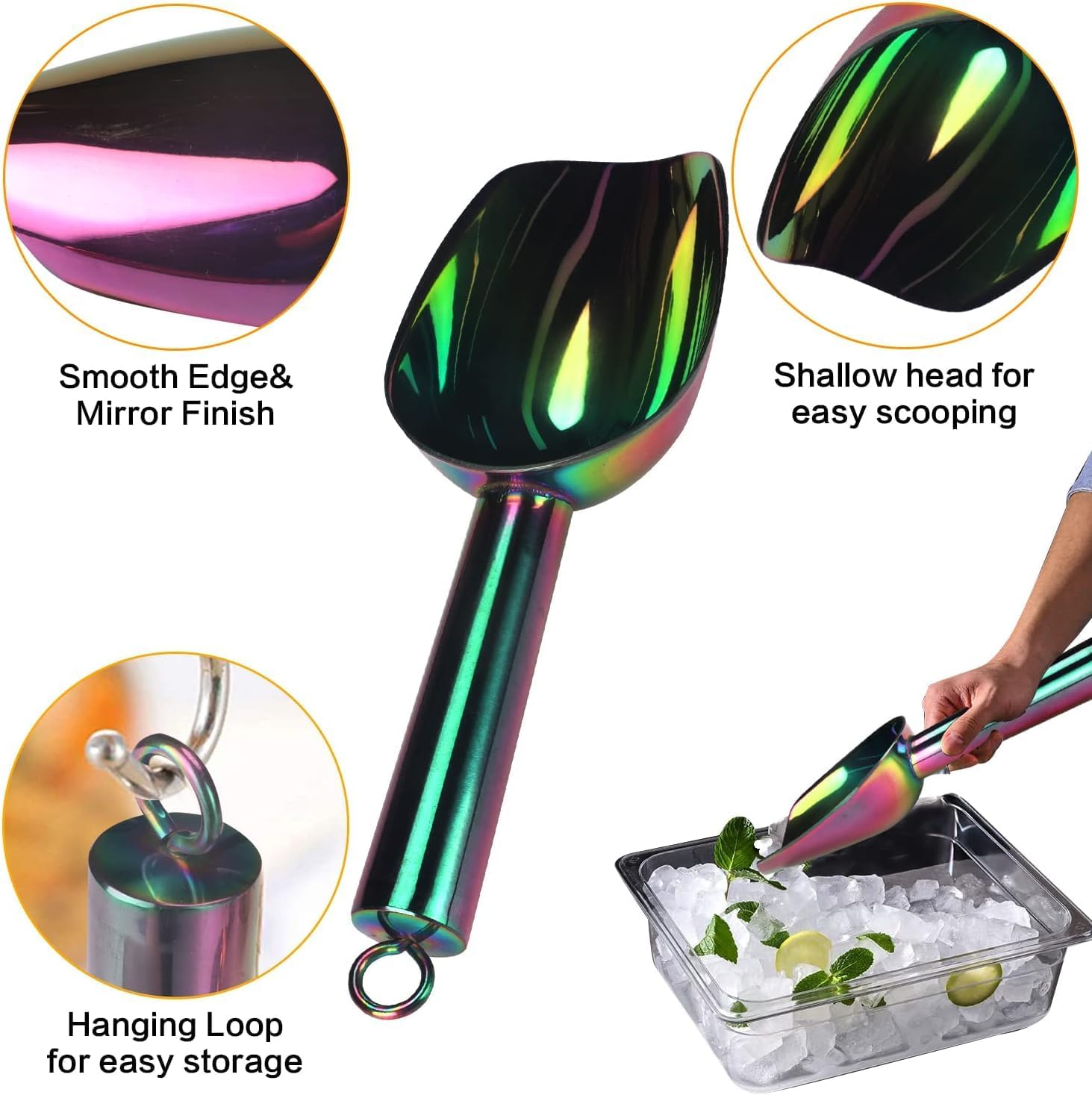 2 cucharas de hielo de metal para congelador, 3 onzas, utensilios de cocina pequeños, multiusos para cucharas de galletas, palomitas, cuchara de