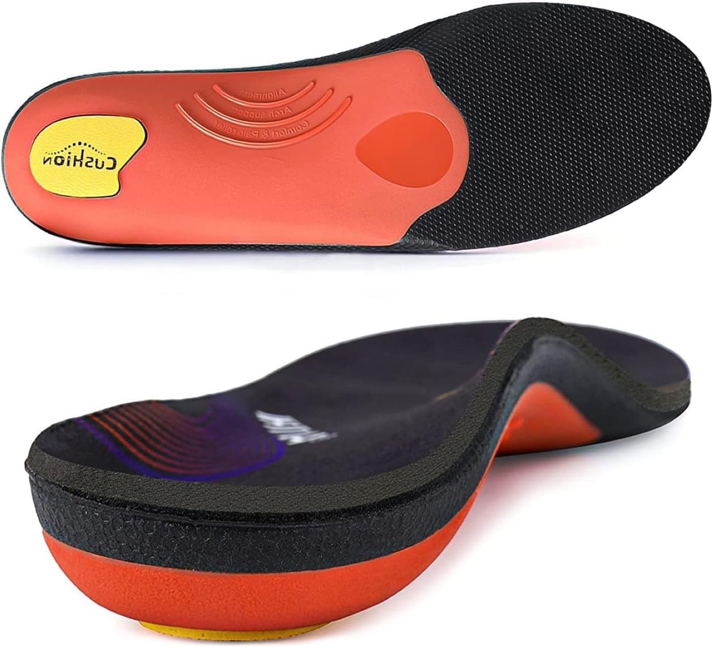 iFitna Plantillas ortopédicas clásicas para zapatos de longitud completa con soporte de arco, unisex, alivian el dolor metatarsiano, arco y talón,