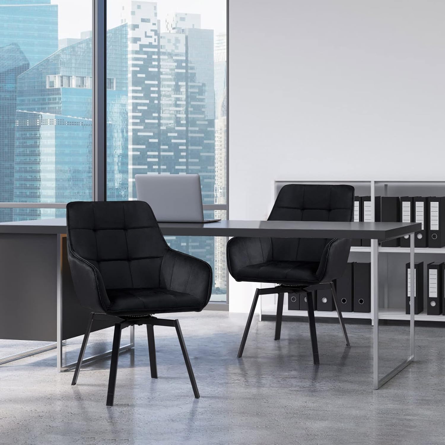 CLIPOP Juego de 2 sillas giratorias modernas, sillas giratorias de comedor para cocina, sillas de comedor de terciopelo con brazo, patas de metal
