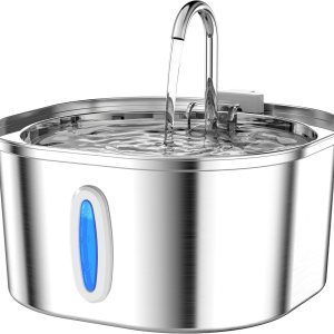 Fuente de agua para gatos Fuente de agua para mascotas de acero inoxidable de 3.2L108 onzas para gatos en interiores, fuente de agua para perros Fuente de agua para gatos Fuente de agua para mascotas de acero inoxidable de 3.2L108 onzas para gatos en interiores, fuente de agua para perros