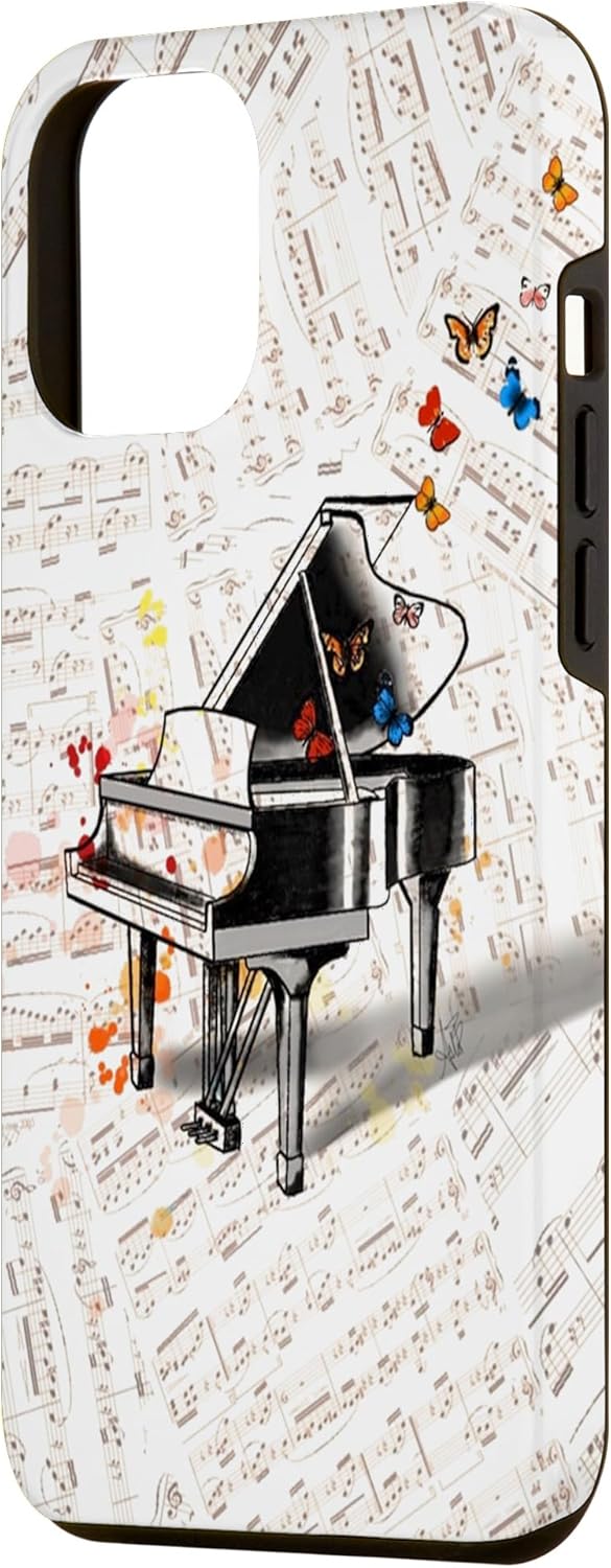 Funda para iPhone 13 Pro Max Piano Butterfly Piano Players Case Music Lover Case