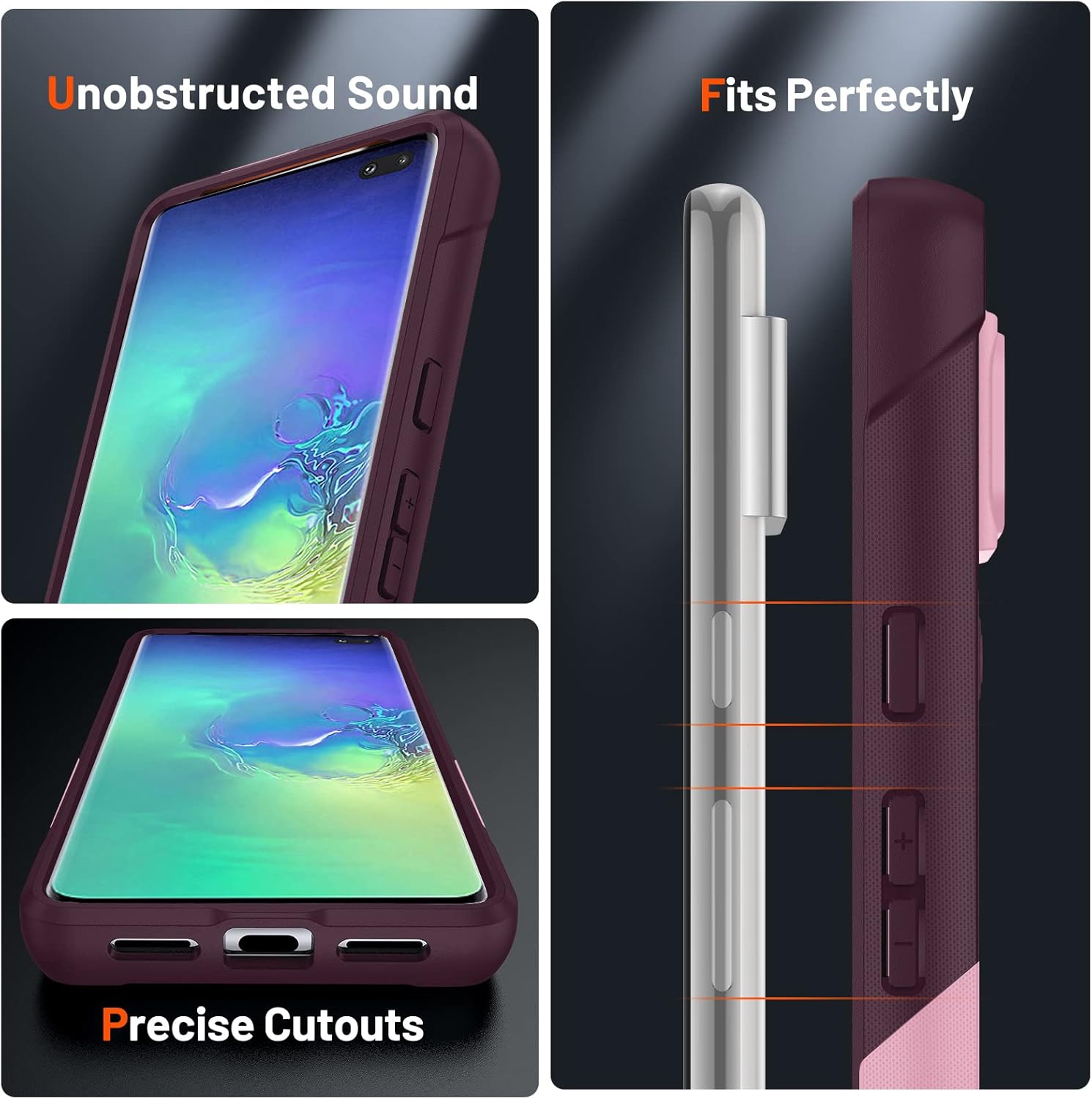 Asuwish Funda protectora para Samsung Galaxy S10 Plus con protector de pantalla de vidrio templado y accesorios de celda, protección resistente de
