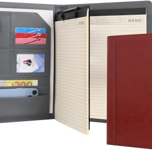 Wason Portafolio Funda de cuero PU A4 con portapapeles, bloc de notas, portafolios, formularios, archivo de escritura de documentos, planificador de Wason Portafolio Funda de cuero PU A4 con portapapeles, bloc de notas, portafolios, formularios, archivo de escritura de documentos, planificador de