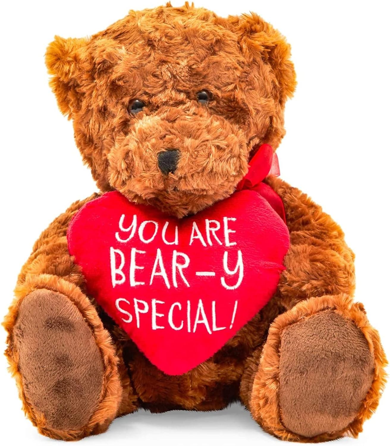 Oso de peluche de San Valentín con corazón rojo para niños, novia, novio (10.0in)