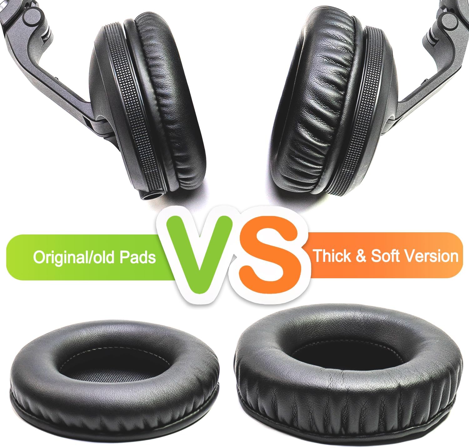 Almohadillas de piel de proteína gruesa y suave para los oídos y funda de cojín para la diadema, kits de repuesto compatibles con Pioneer HDJ-X5