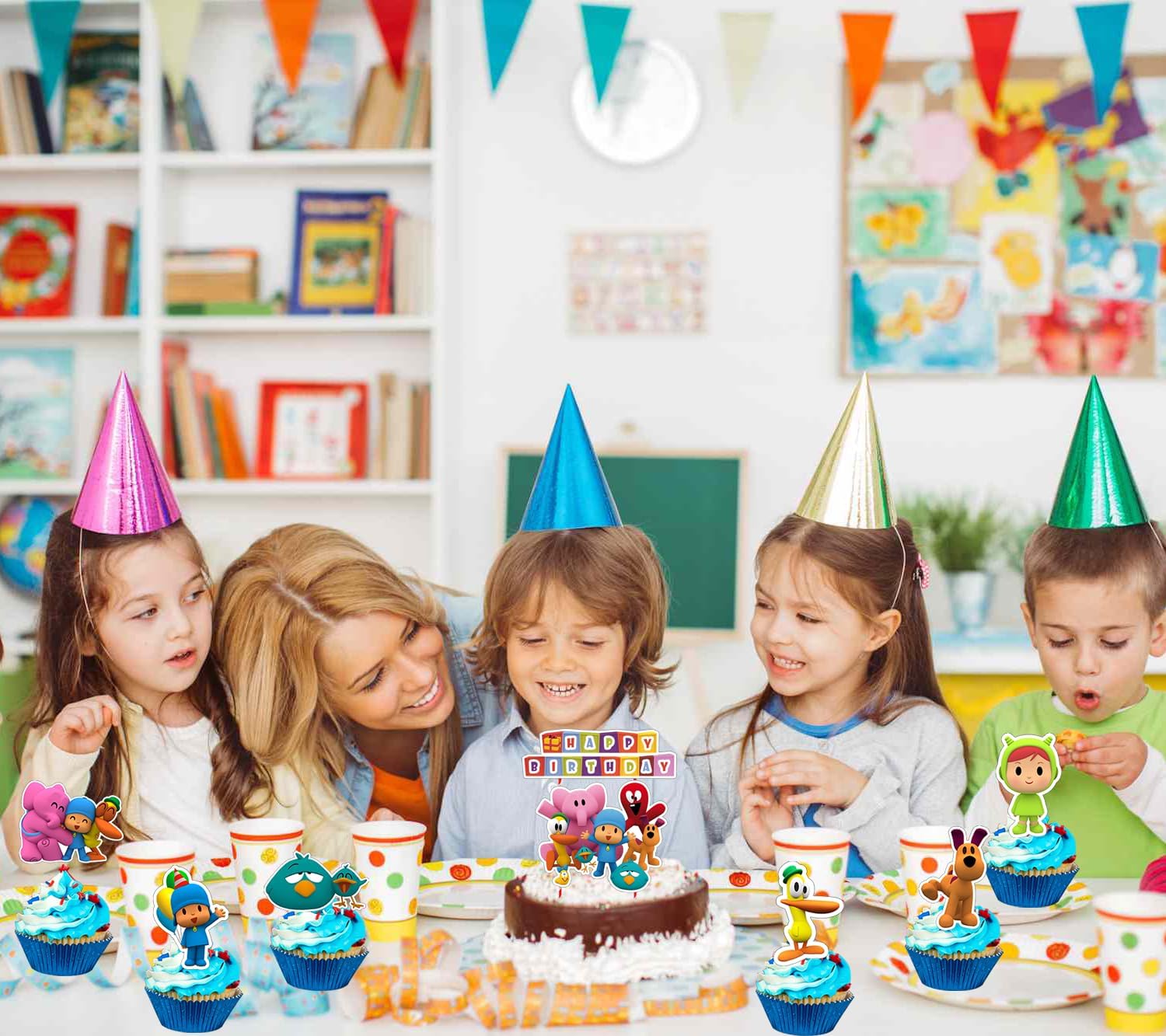 Poc_yo – Decoración para cupcakes, 25 piezas de decoración de cumpleaños con temática de Poc_yo, suministros de fiesta de cumpleaños, decoraciones