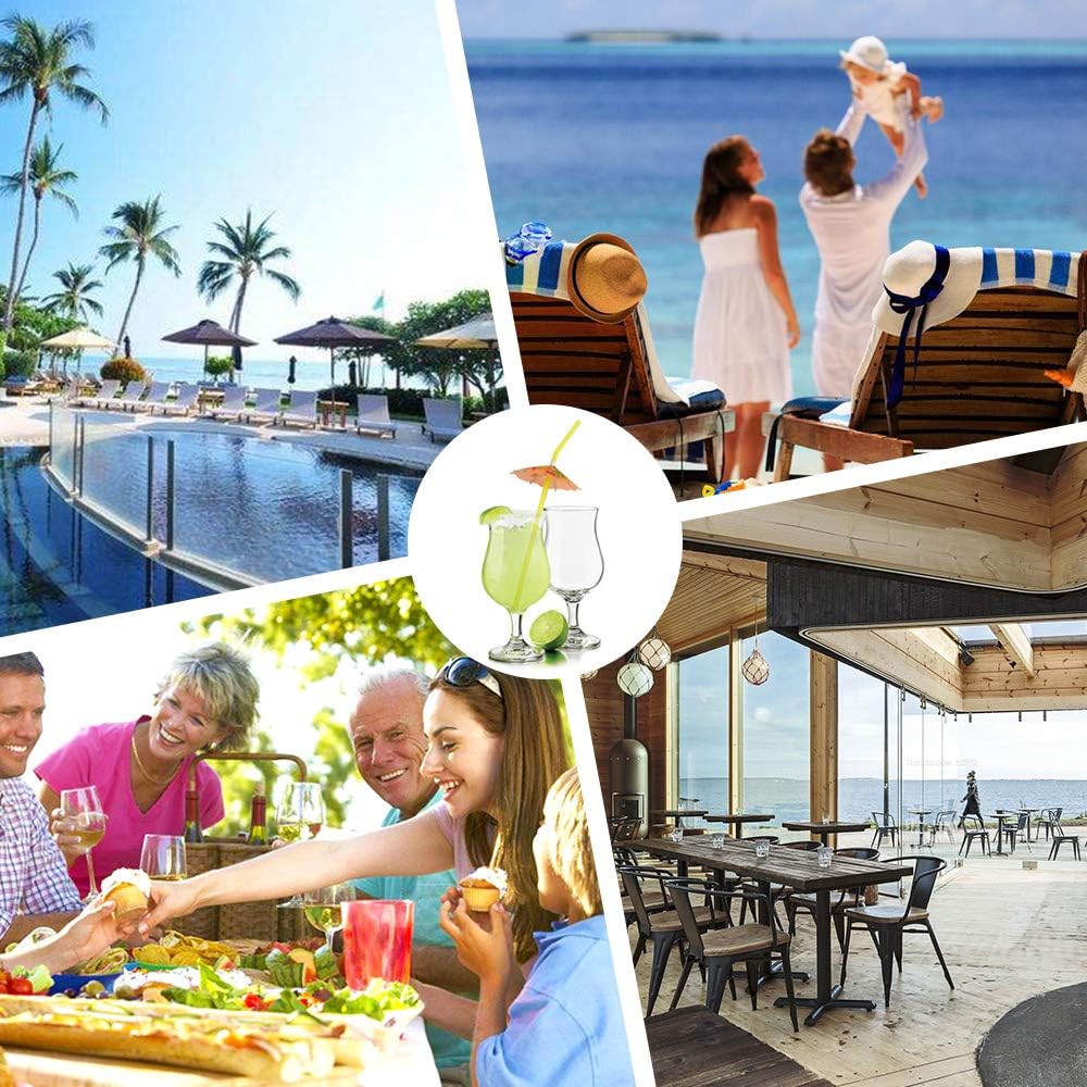 100 popotes para beber paraguas, pajitas de plástico para fiestas, popotes tropicales hawaianos flexibles, flexibles, para cóctel, playa, Luau, bar,