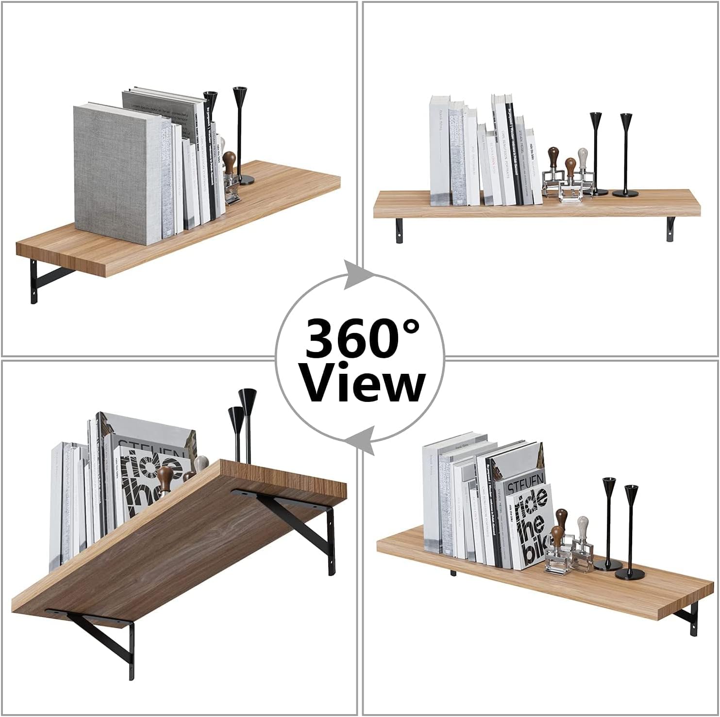 Soportes de estante de 10 pulgadas, paquete de 2 soportes en L resistentes para estantes, soportes de metal triángulo de 90 grados para estante