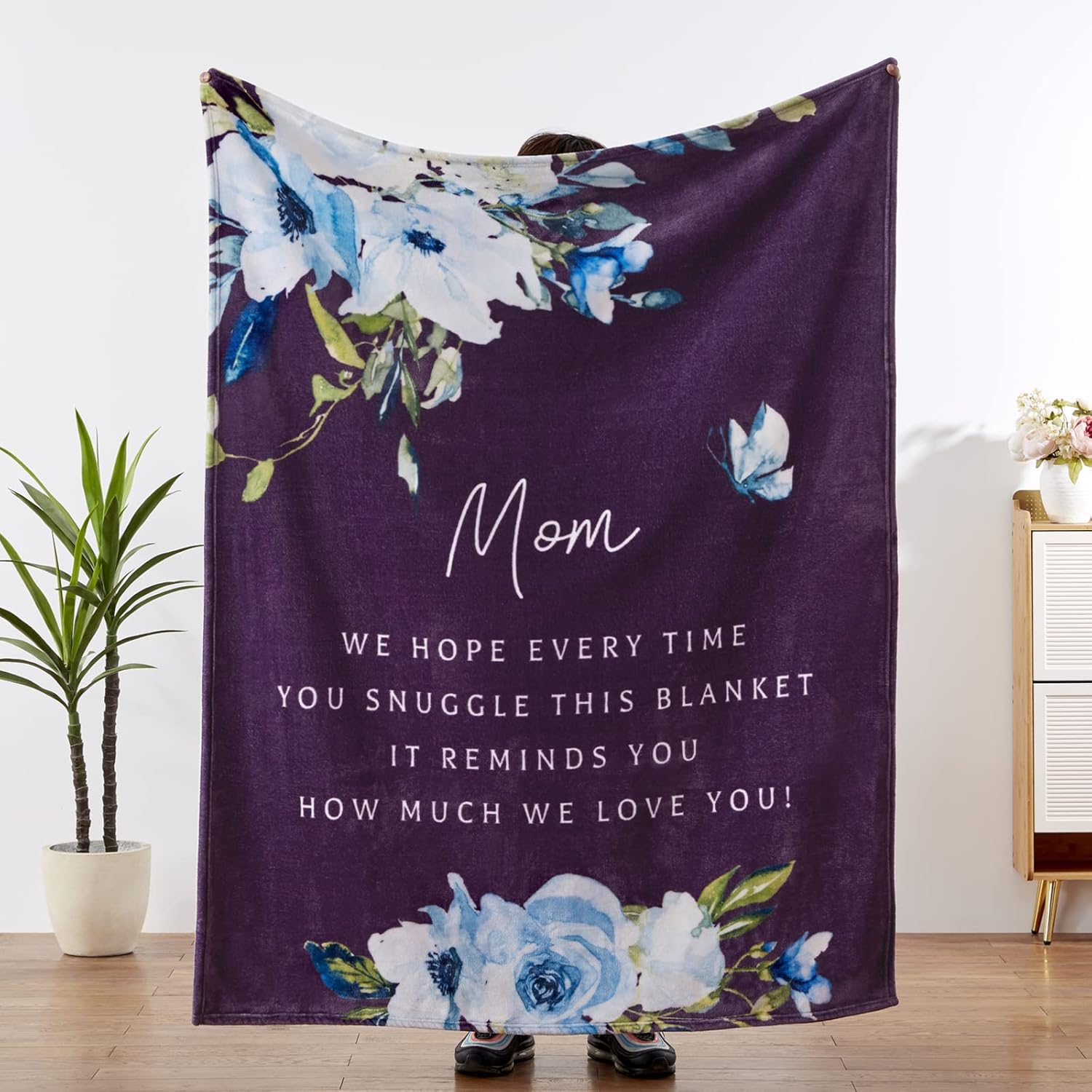 Regalos para el día de San Valentín para mamá, regalos de cumpleaños para mamá de hija, regalos para mamá, regalos de manta con texto en inglés “I