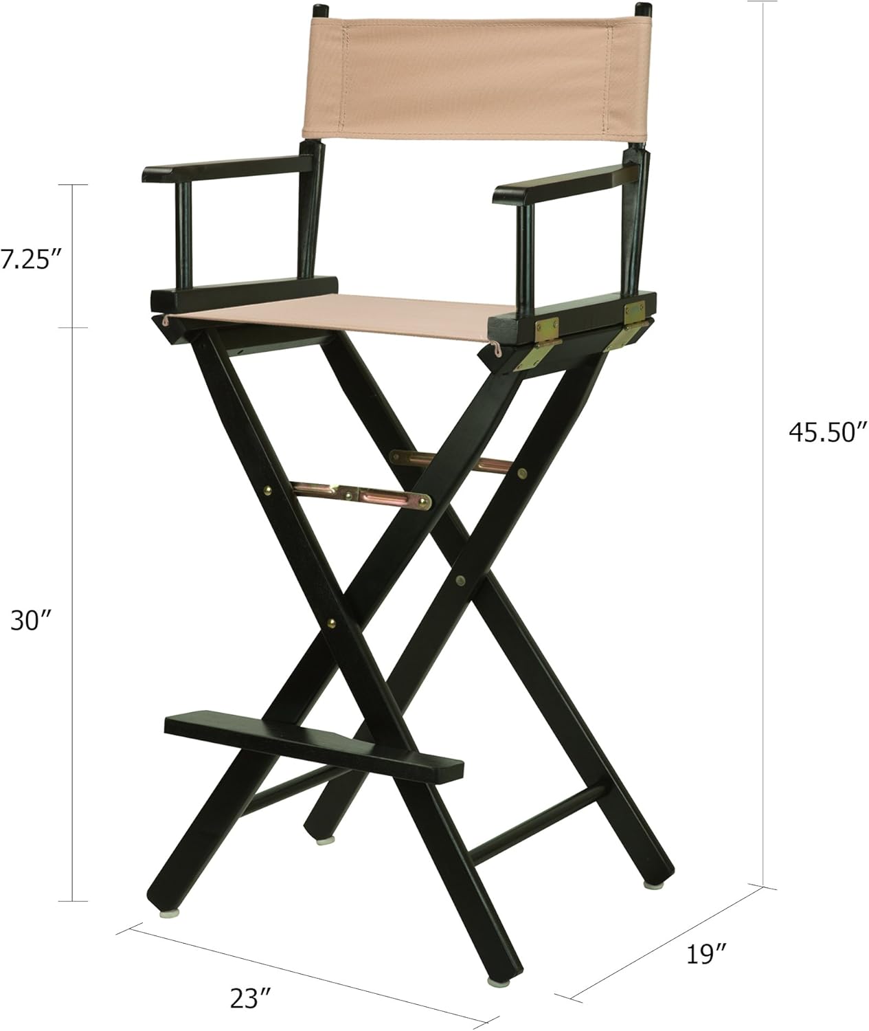 Casual Home – Silla de director de 30in, marco negro, con lienzo color bronceado, altura de barra