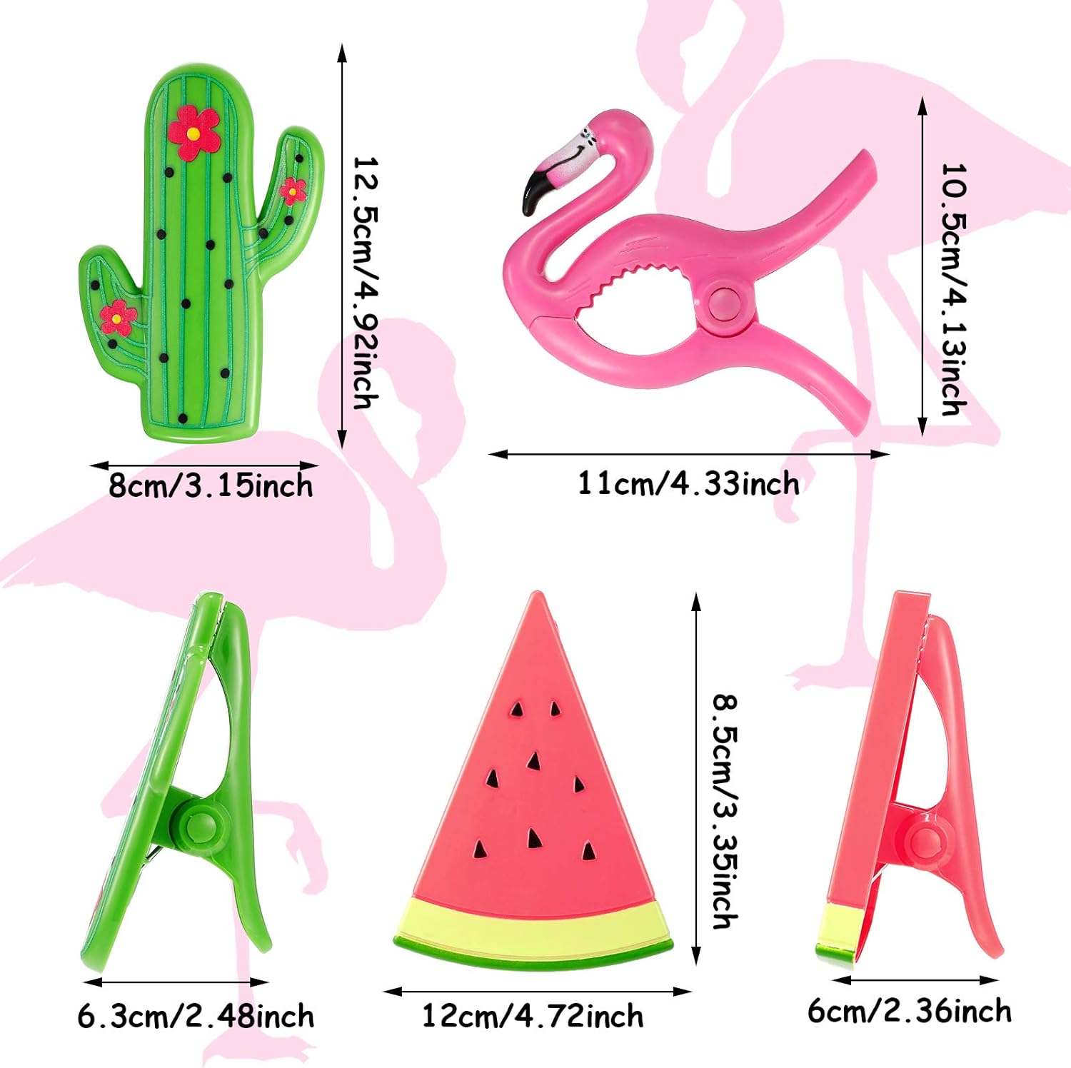 6 clips para toallas de playa, clips para silla, clips para toallas, alfileres de ropa en divertidos colores brillantes, tamaño jumbo para tumbonas