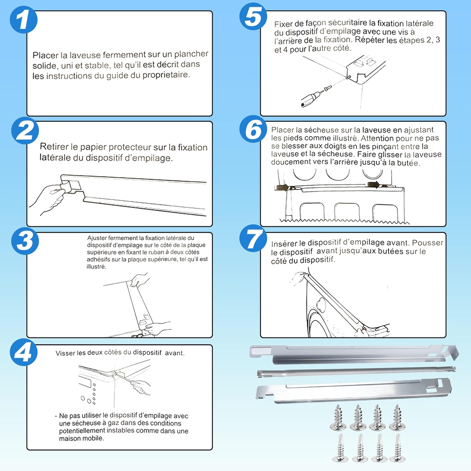 puxyblue – Kit de apilamiento de lavandería KSTK2 WSTK2 de 29 pulgadas, accesorios de acero cromado para lavadora y secadora L.G