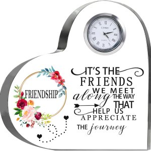 Movdyka Regalos de amistad para mujeres, amigos, corazón de cristal de 5.9 pulgadas, cristal grande de flores con reloj, el mejor regalo único para Movdyka Regalos de amistad para mujeres, amigos, corazón de cristal de 5.9 pulgadas, cristal grande de flores con reloj, el mejor regalo único para