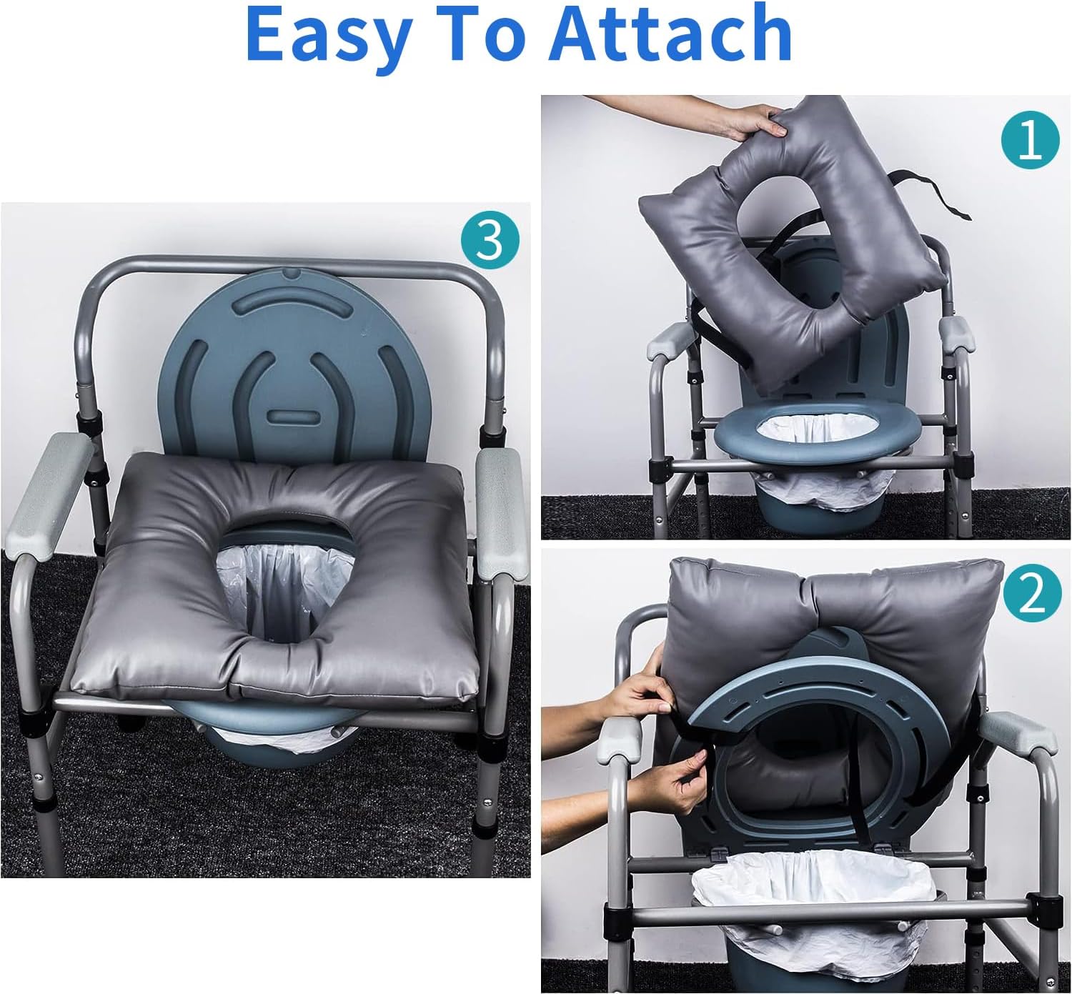 Cojín de asiento para mesita de noche, ajuste universal, cojín de asiento cómodo para ancianos, funda de asiento suave para asiento de inodoro,