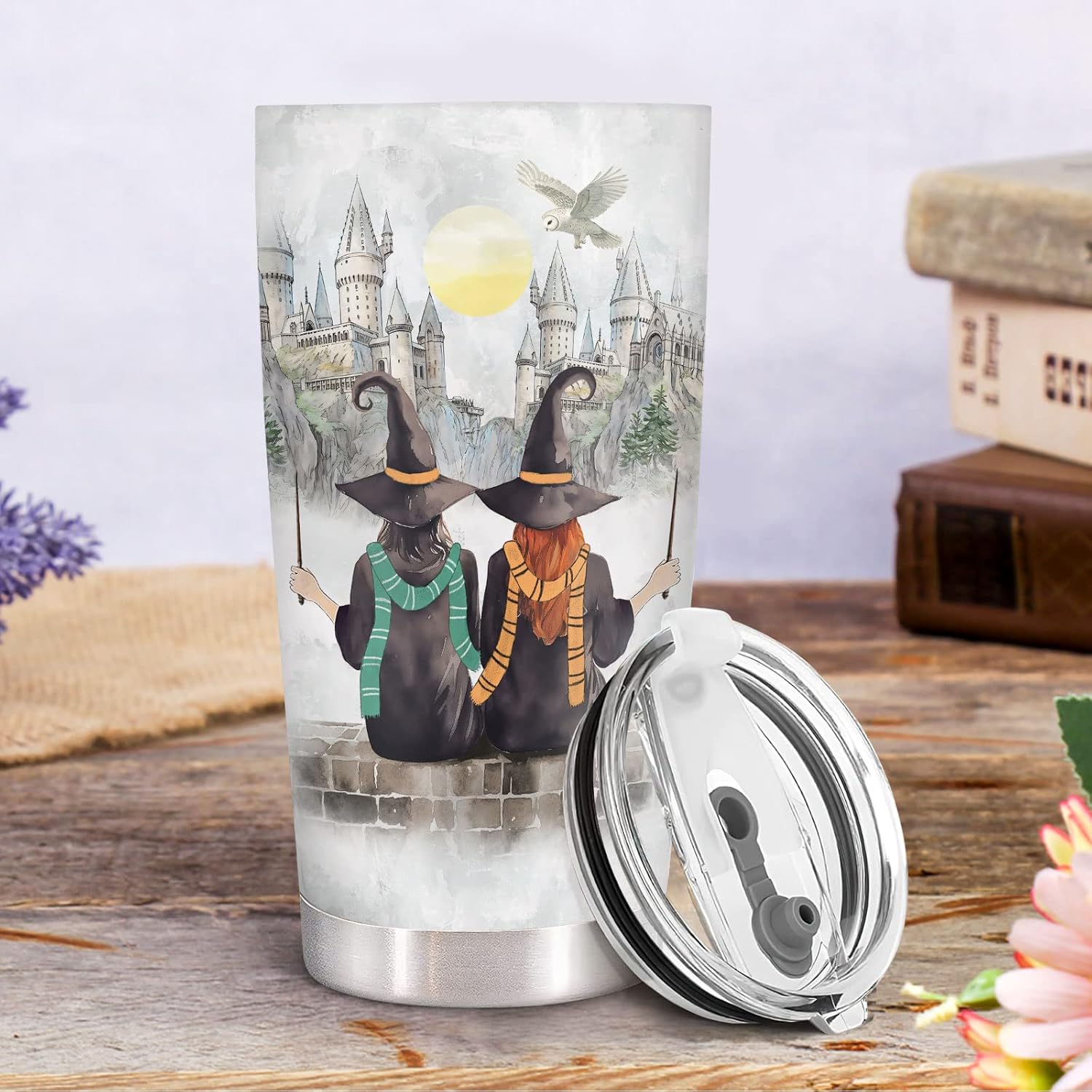 34HD Regalos de Navidad para los amantes del cine, vaso de película Potter con tapa, acero inoxidable, 20 onzas, taza de café, regalos de cumpleaños
