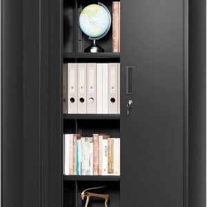 JUMMICO Armarios STELL para almacenamiento de metal, 18 x 36, negro JUMMICO Armarios STELL para almacenamiento de metal, 18 x 36, negro