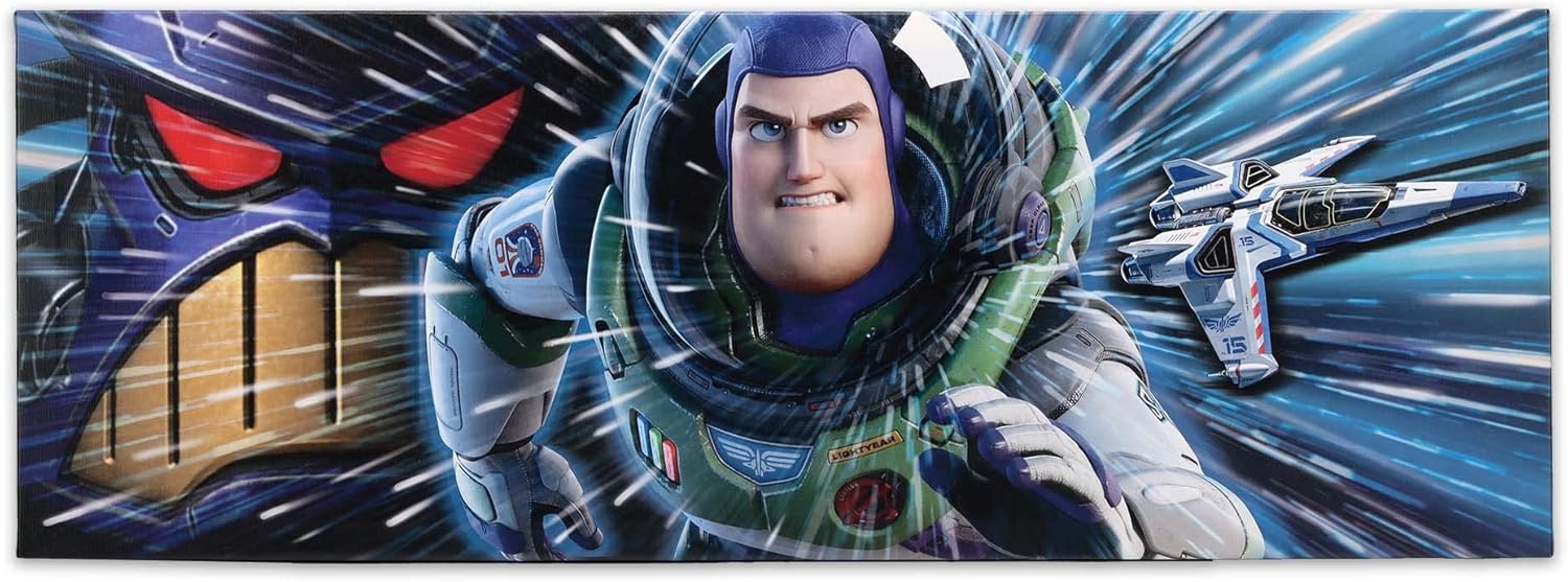 Open Road Brands Disney Pixar Lightyear and Zurg Gallery – Lienzo decorativo para pared, diseño de Buzz Lightyear grande para dormitorio infantil o