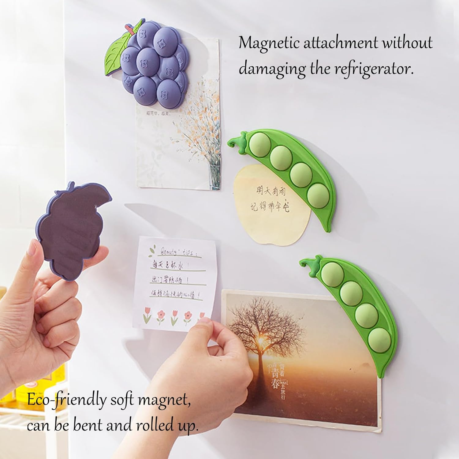 2 juegos de imanes de resina 3D para refrigerador, frutas, verduras, lindas formas, calcomanías magnéticas suaves para el refrigerador, oficina,
