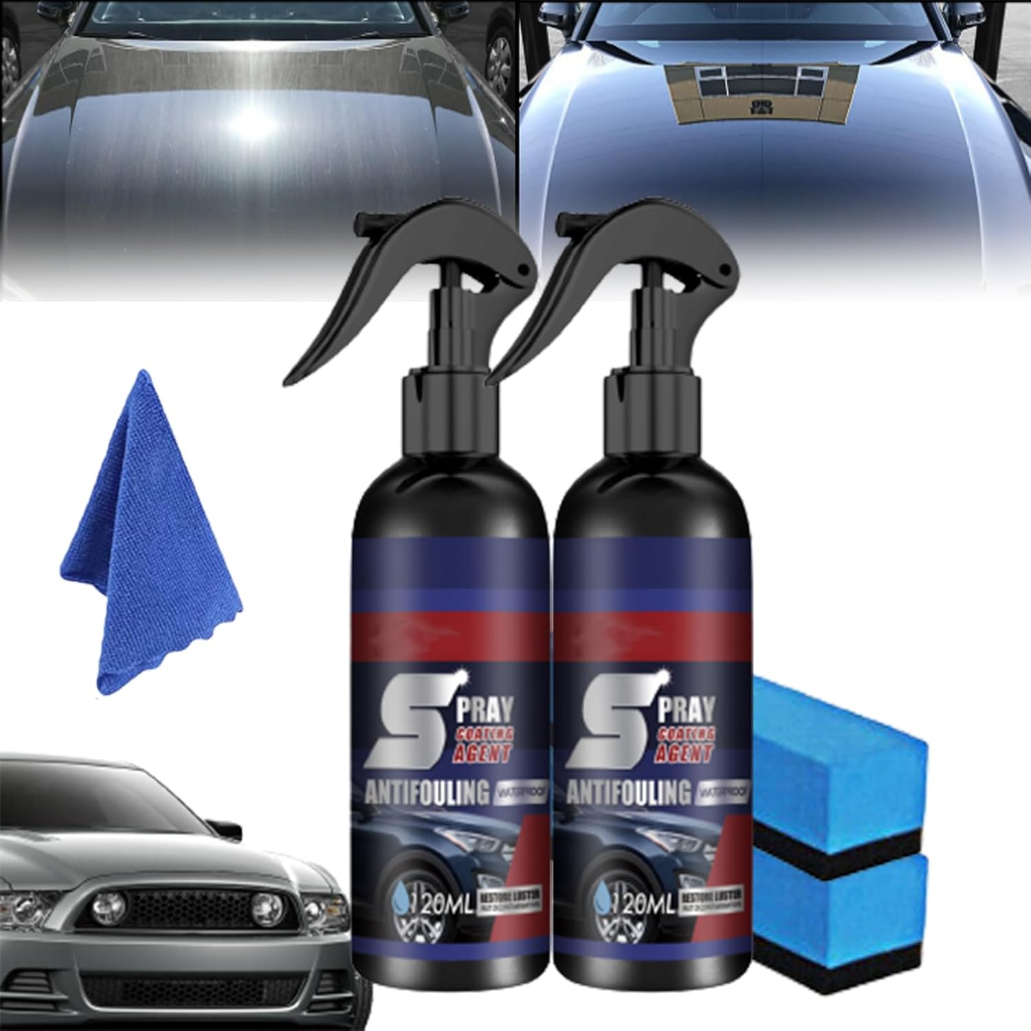 Agente de renovación de revestimiento multifuncional, aerosol de agente de recubrimiento de automóvil, spray de recubrimiento rápido 3 en 1 de alta