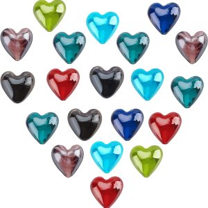 arricraft 20 cuentas de corazón de 0.787 in, espaciadoras hechas a mano, cuentas de vidrio para hacer joyas, colores mixtos arricraft 20 cuentas de corazón de 0.787 in, espaciadoras hechas a mano, cuentas de vidrio para hacer joyas, colores mixtos