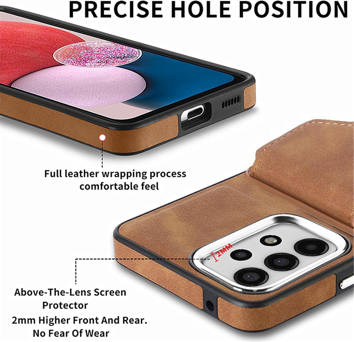 Asuwish Compatible con Samsung Galaxy A13 4G – Funda tipo cartera y protector de pantalla de vidrio templado, soporte para tarjetas, anillo