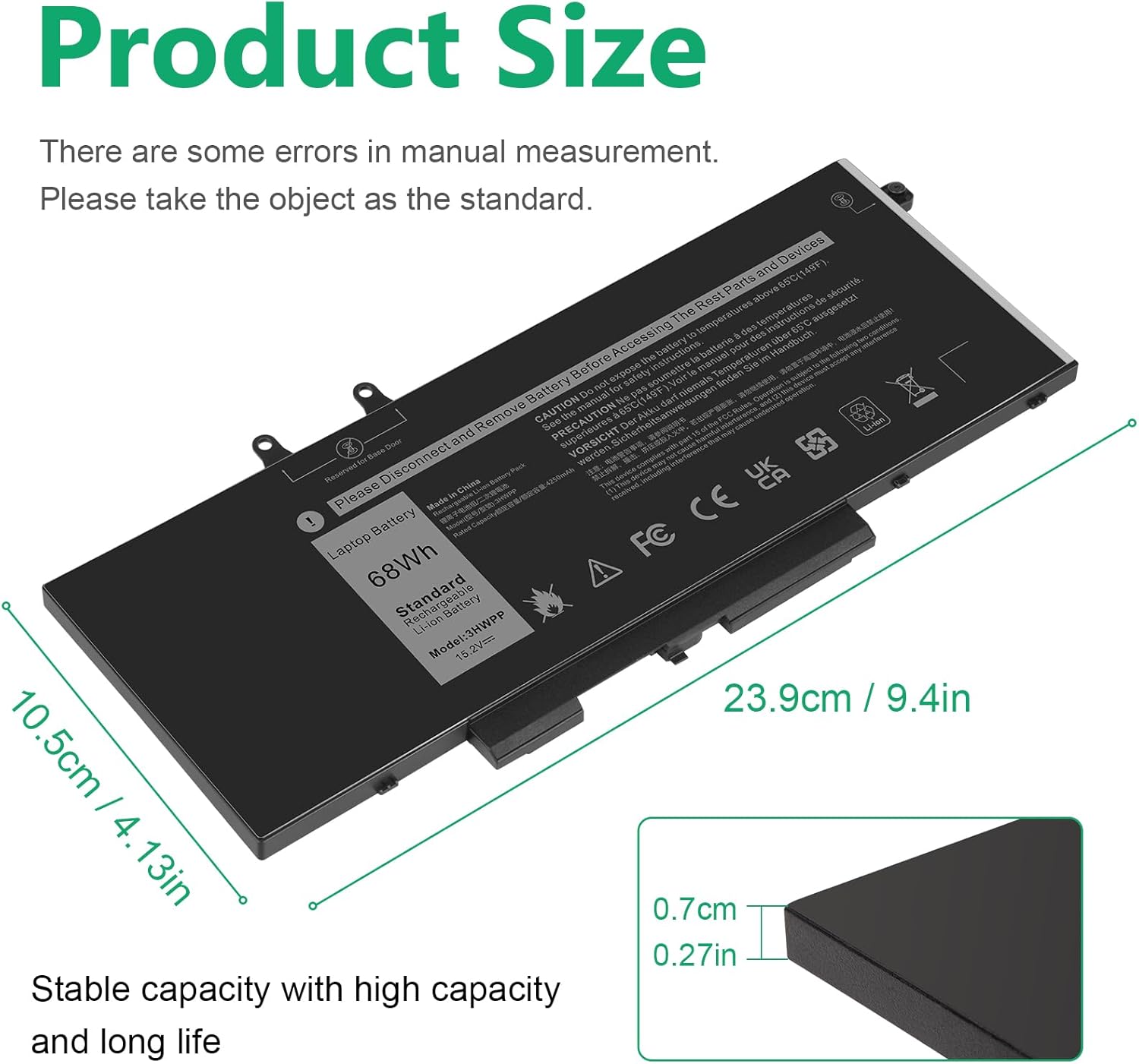 Fancy Buying 3HWPP – Batería para laptop Dell Latitude 5401 5410 5411 5501 5510 5511 Precisión 3541 3551 INSPIRON 7706 2 en 1 INSPIRON 17 75007506 2