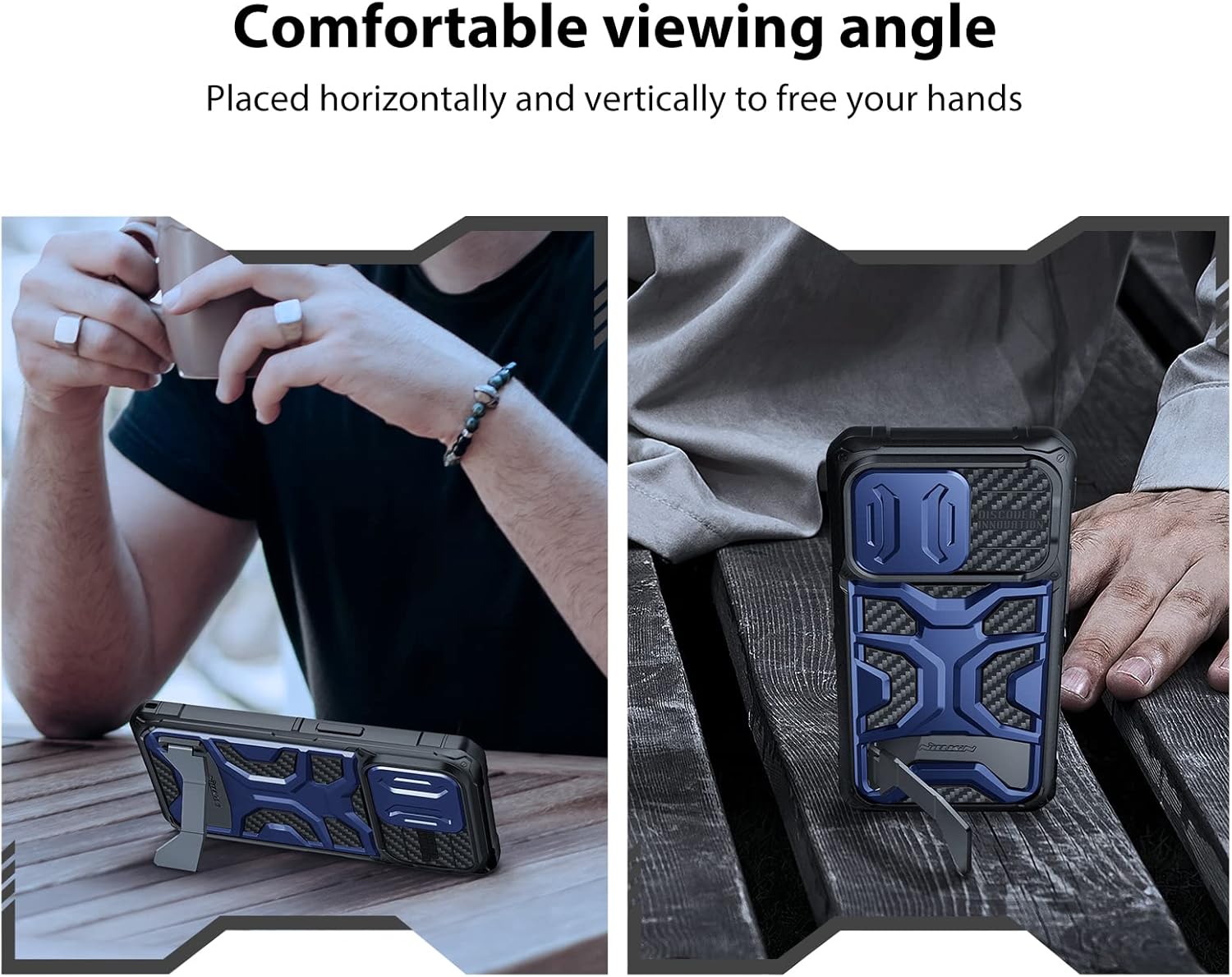 Nillkin Funda para iPhone 14 Pro con soporte invisible compatible con MagSafe Funda para cámara deslizante, protección contra caídas de grado