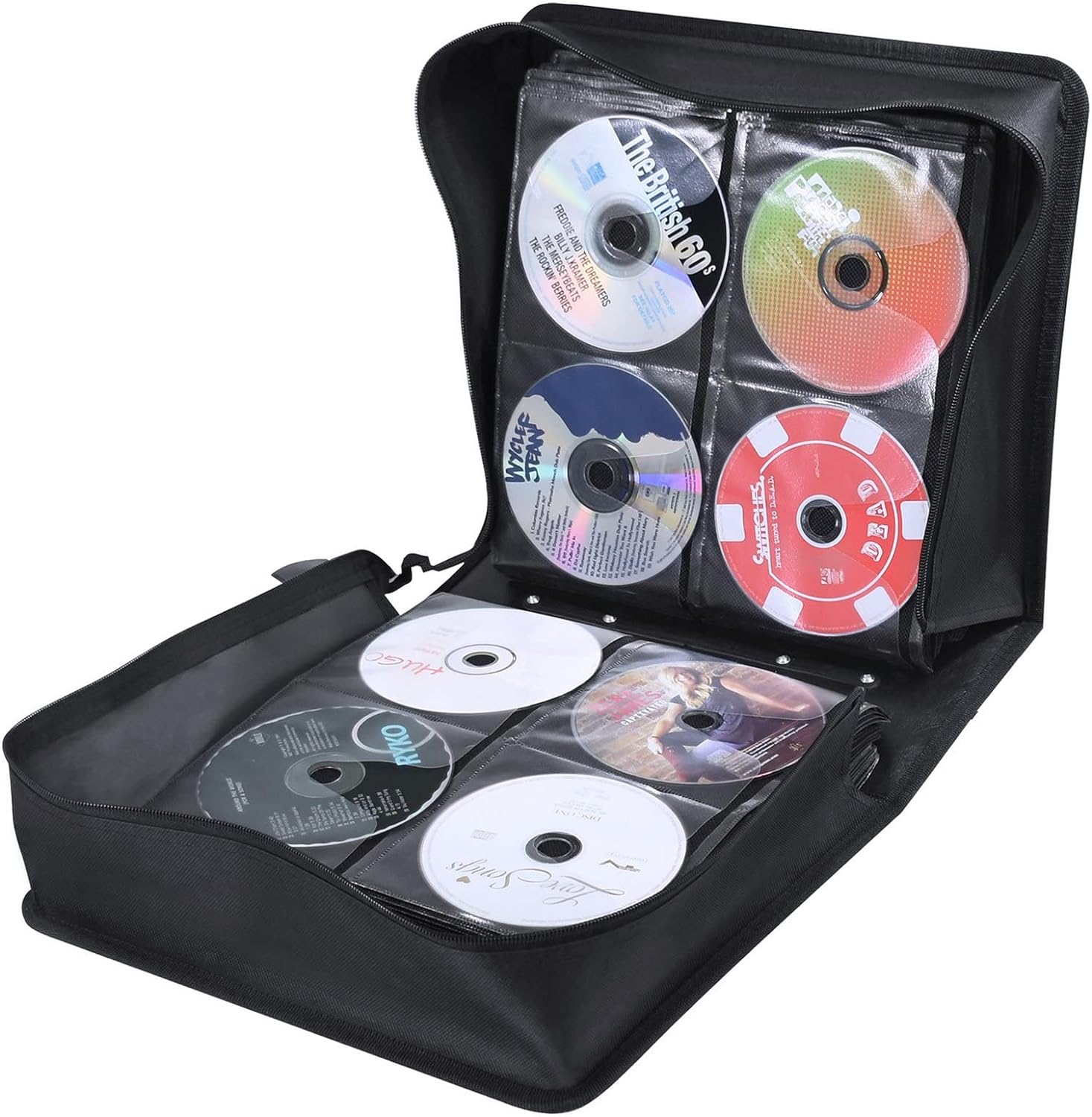Carpeta para CD y DVD, estuche para CDDVD, carpeta de almacenamiento, capacidad de 400 unidades, estuche de discos de CDDVD, caja de álbum (PU negro)