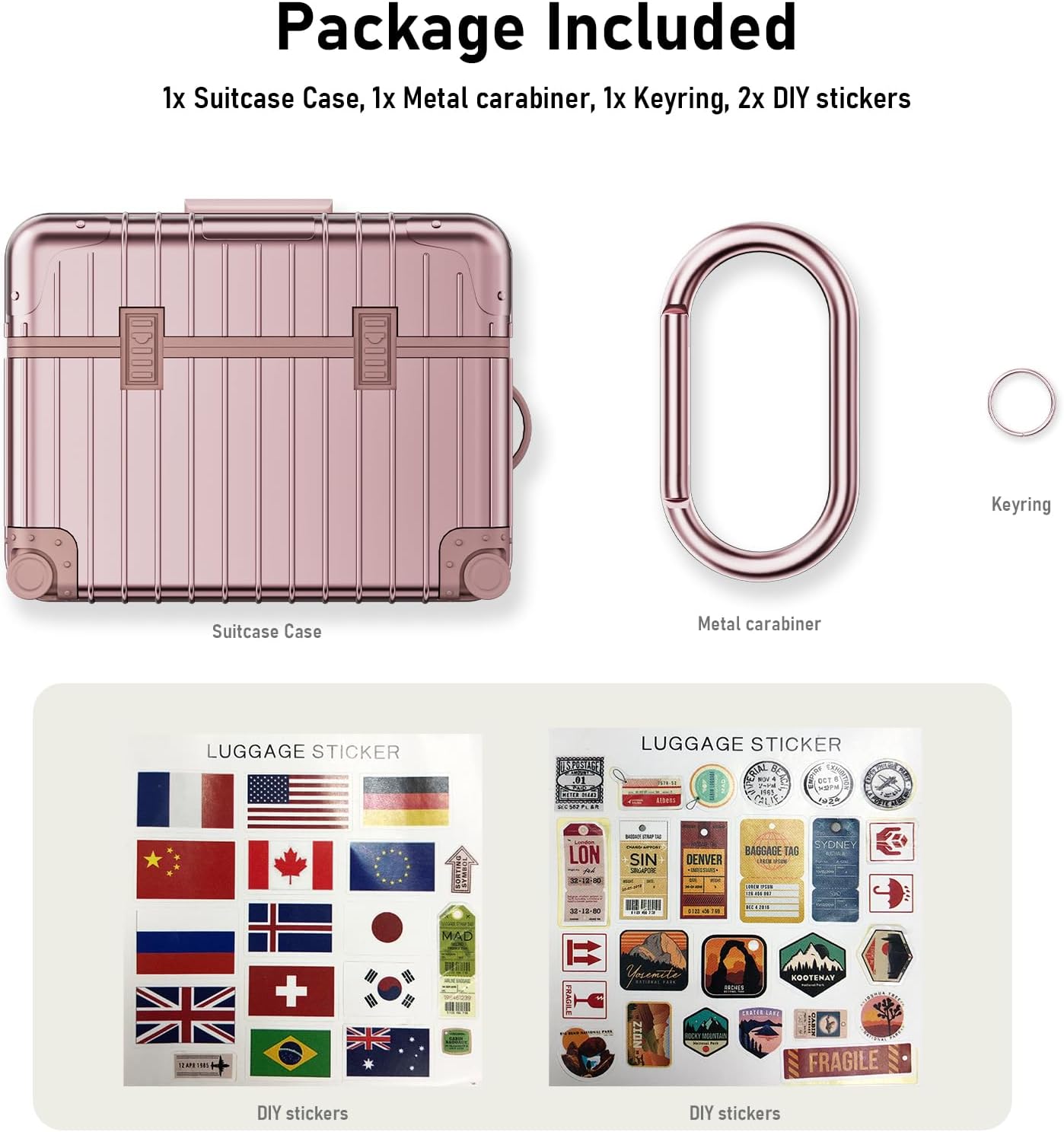 KOREDA – Funda rígida para AirPods Pro 2, diseño de maleta divertida y bonita para Airpods Pro de 2 generación1 generación (202320222019) con kit de