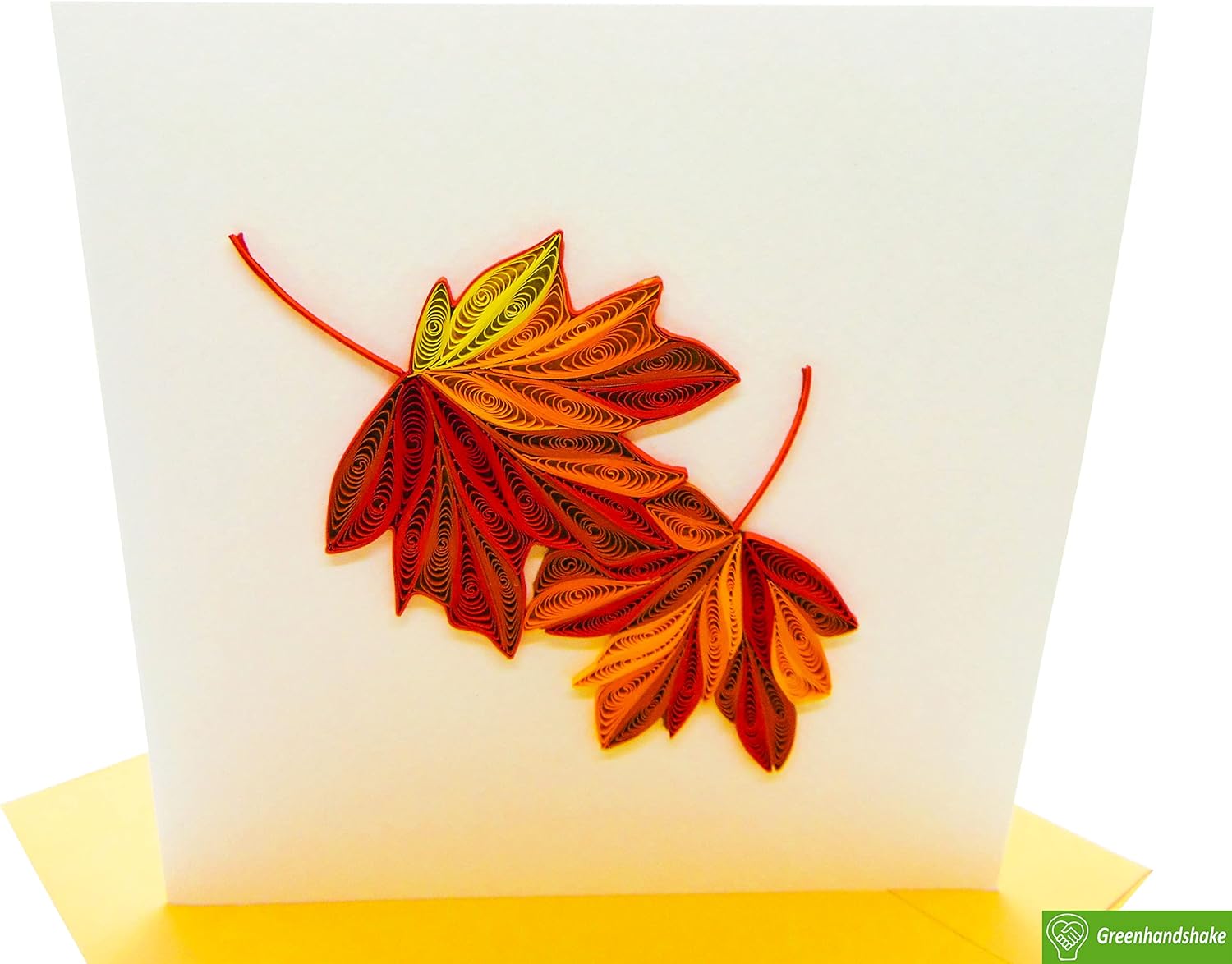 GREENHANDSHAKE Hoja de arce otoñal, tarjeta de felicitación artística quilling para cumpleaños, día de San Valentín, día de la madre, aniversario,