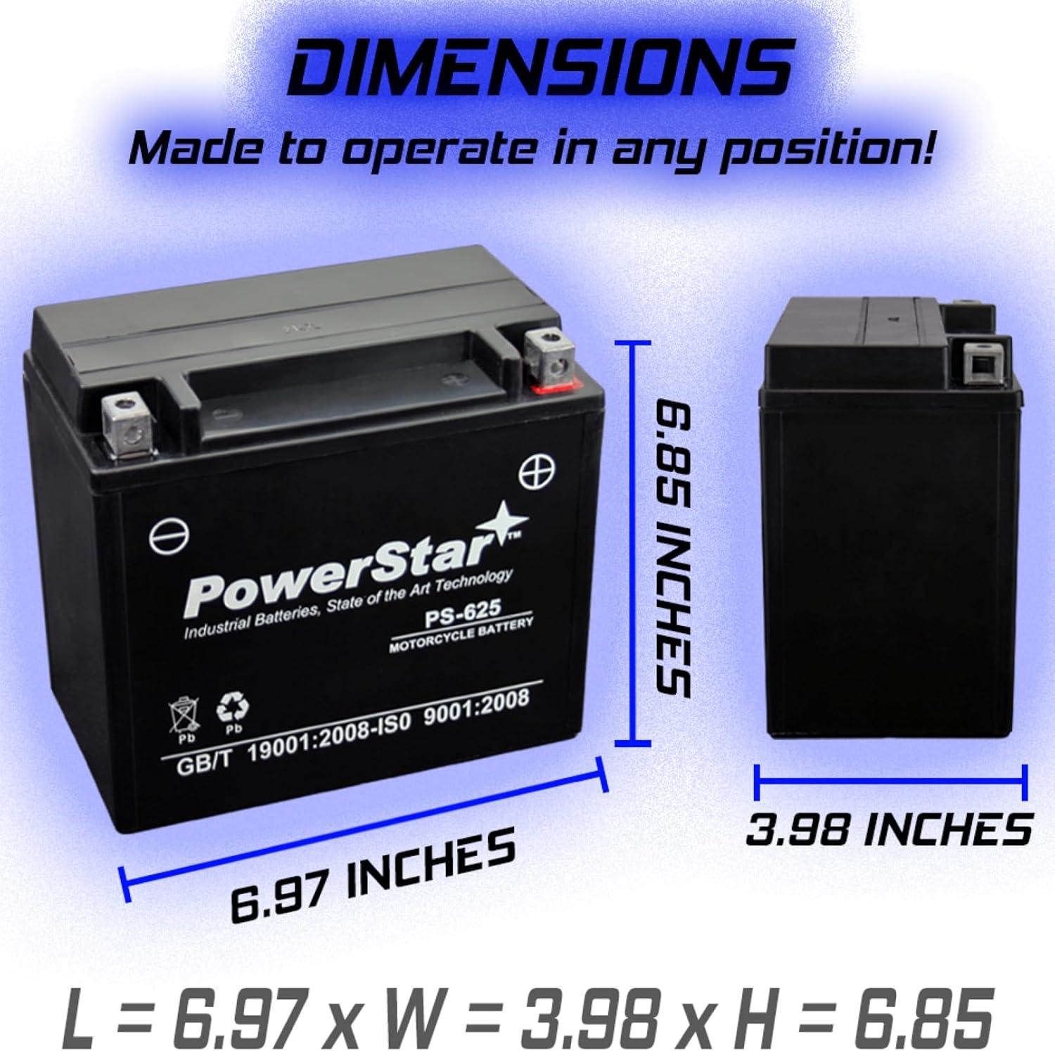 PowerStar YB16CL-B, PS-625 ATV Batería Compatible con John Deere Trail Buck 650 2004 a 2005