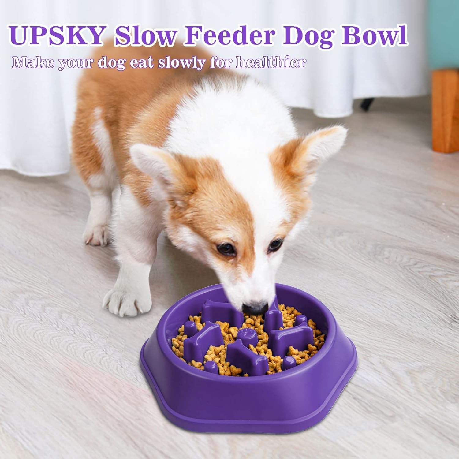 UPSKY Cuenco de alimentación lenta para perro, antiasfixia, alimentación lenta, cuenco de rompecabezas interactivo para detener la hinchazón, plato