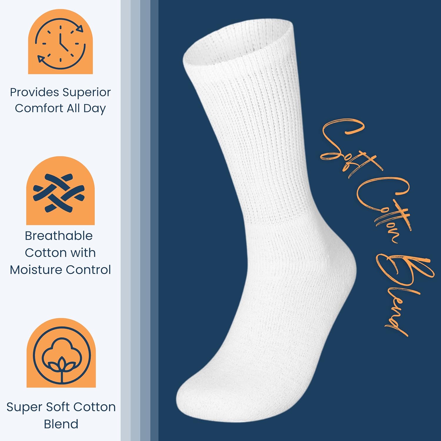 6 pares de calcetines de algodón no vinculantes para diabéticos con parte superior extra ancha para hombres y mujeres