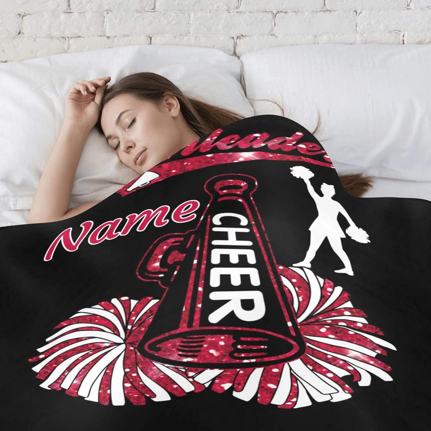 Manta de bebé personalizada de animadora roja con nombre, manta de forro polar suave para niñas y niños, recién nacidos, regalo de cumpleaños, 40 x