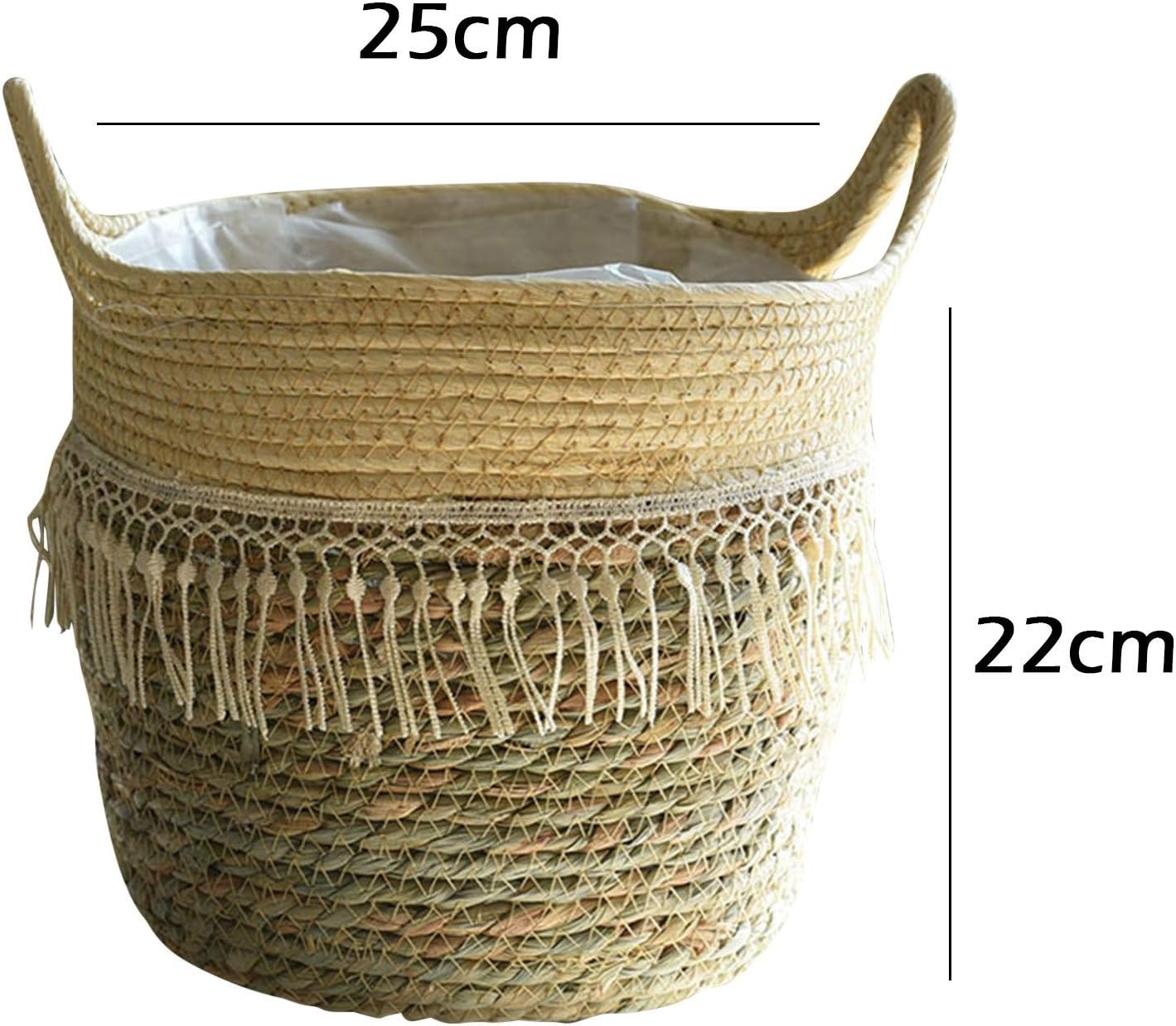 Cesta tejida de hierba marina para maceta, hecha a mano, decoración del hogar para almacenamiento, maceta, cesta de lavandería, picnic, cesta de