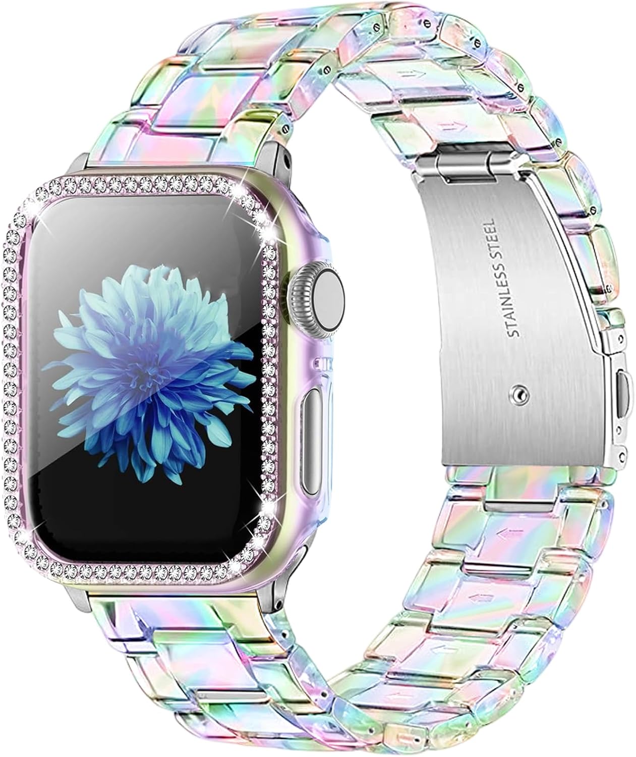 Correa para Apple Watch Band de 1.929 in, 1.772 in, 1.732 in, 1.654 in, 1.614 in, 1.575 in, 1.496 in, colorida correa de reloj de resina