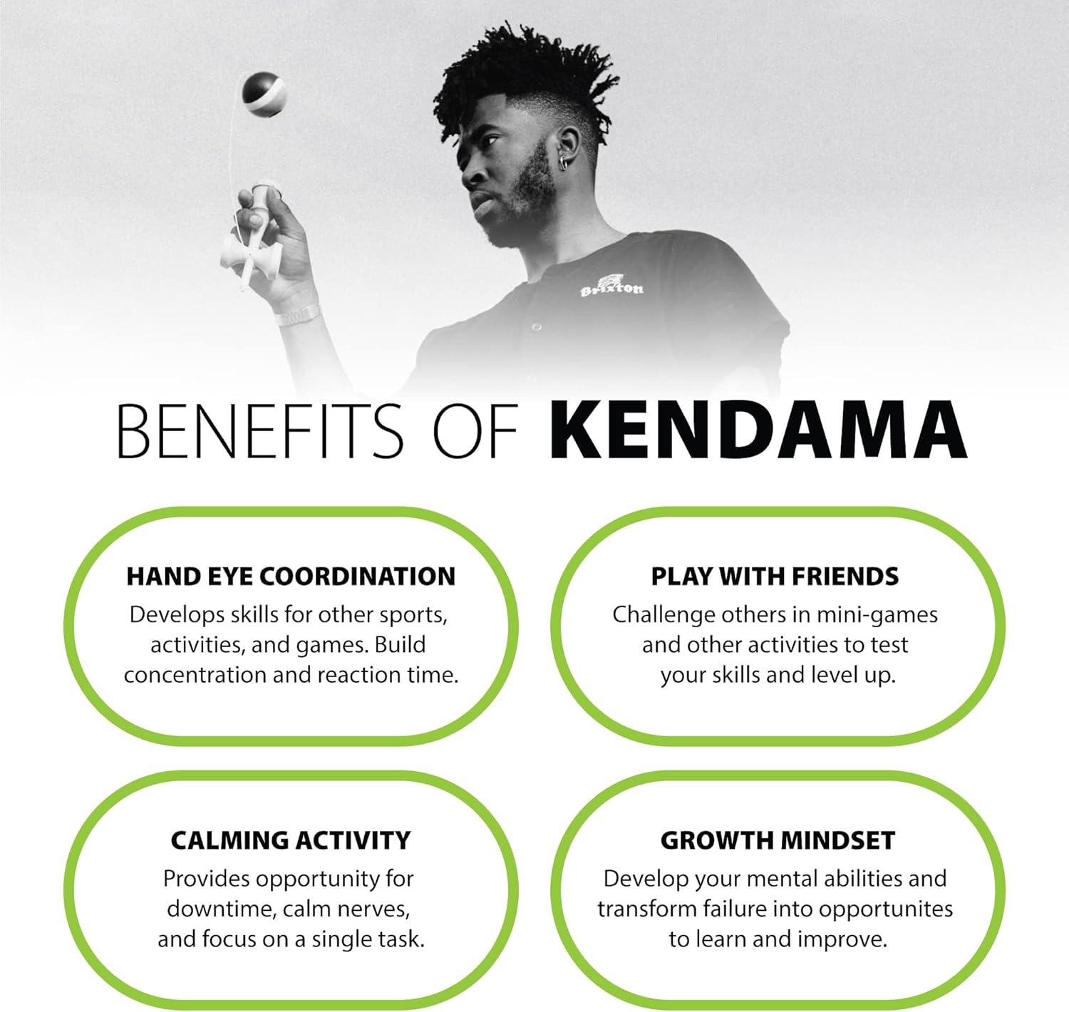 Sweets Kendamas Boost Sport Stripe Kendama – Pintura adhesiva, mejora la coordinación ojo-mano, reflejos, diseño de rayas, paquete de regalo de