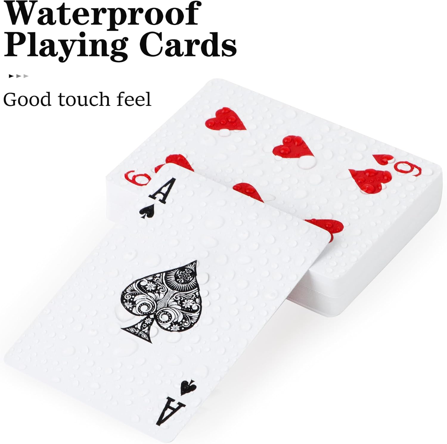Juego de cartas de plástico impermeables, 2 cartas para adultos y niños, juego de cartas de póquer, índice regular de tamaño de póquer, adecuado