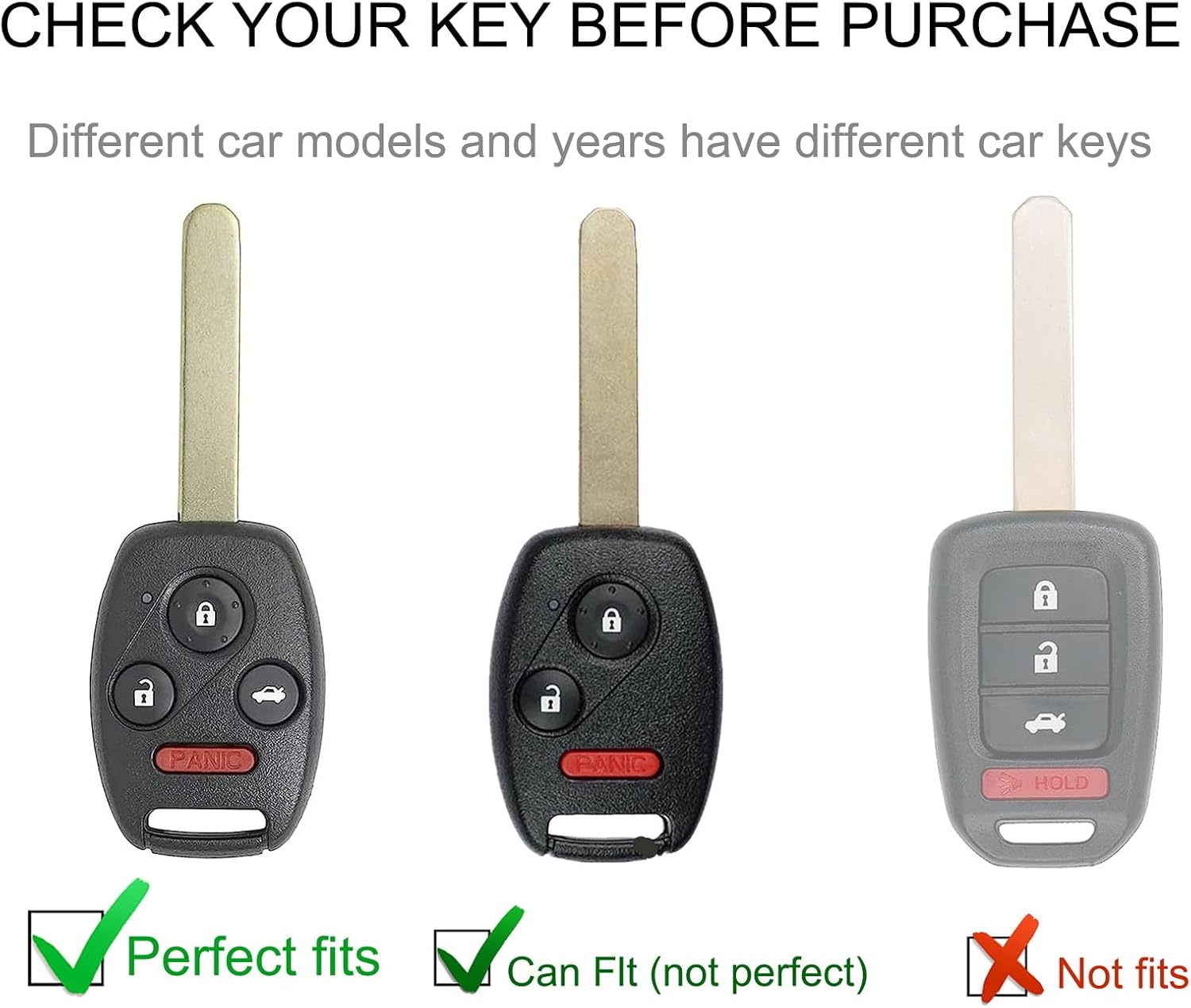 Funda protectora para llavero Honda, compatible con Accord 2003-2012CivicCR-V Pilot Fit Odyssey Ridgeline Smart Key Holder con cordón de cuero,