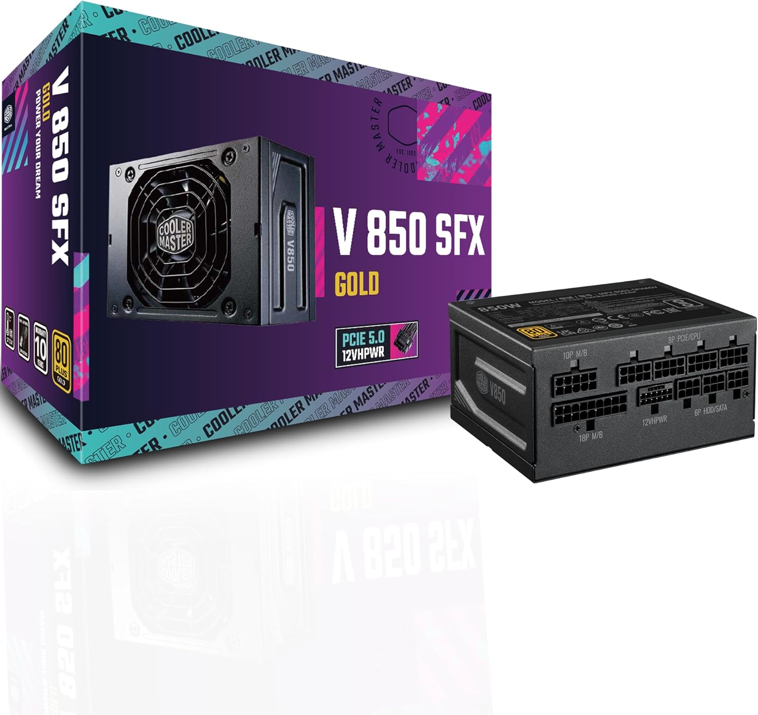 Cooler Master Fuente de alimentación modular completa V850 SFX Gold ATX3.0, 850W SFX, 80+ Gold, conector PCIe 5.0 12VHPWR de 90 grados, soporte SFX